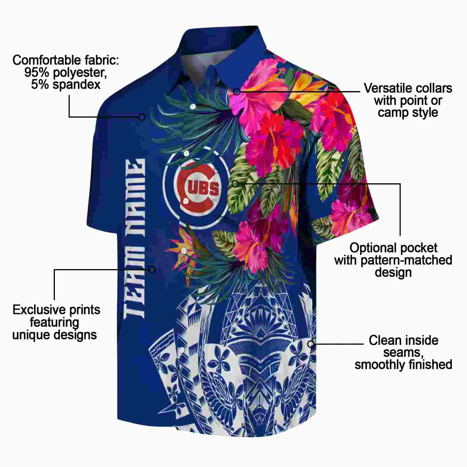 chicago cubs floral polynesian blue hawaiian shirt new arrival