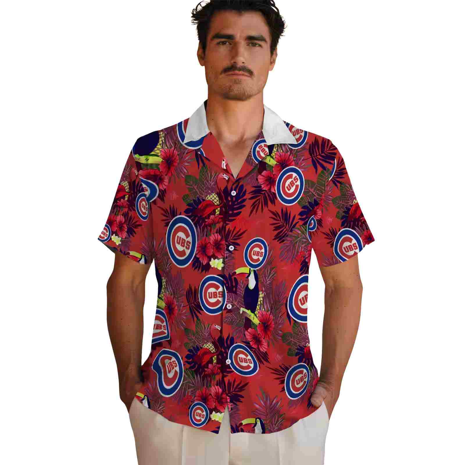 chicago cubs floral toucan blue red hawaiian shirt fashion forward