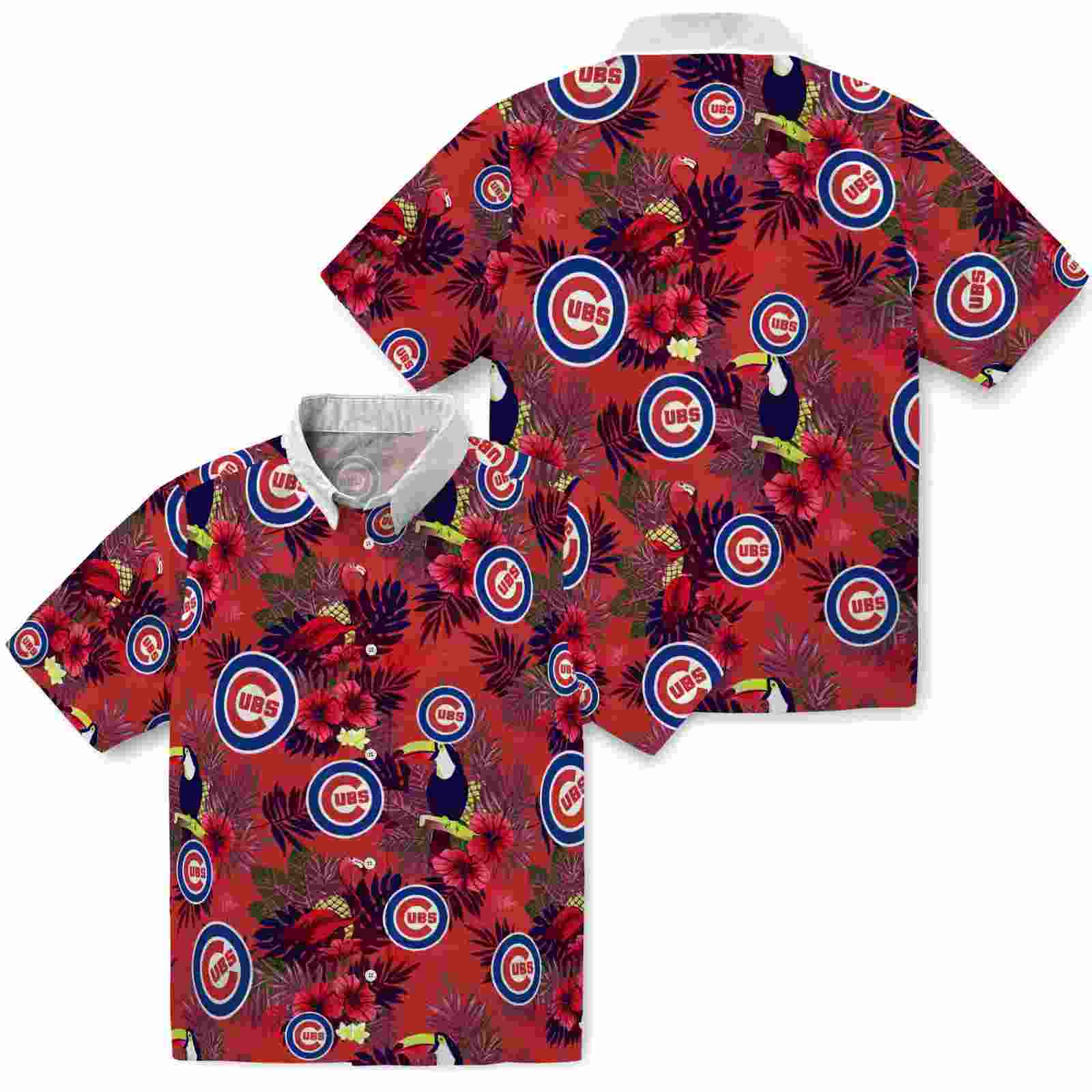 chicago cubs floral toucan blue red hawaiian shirt high quality