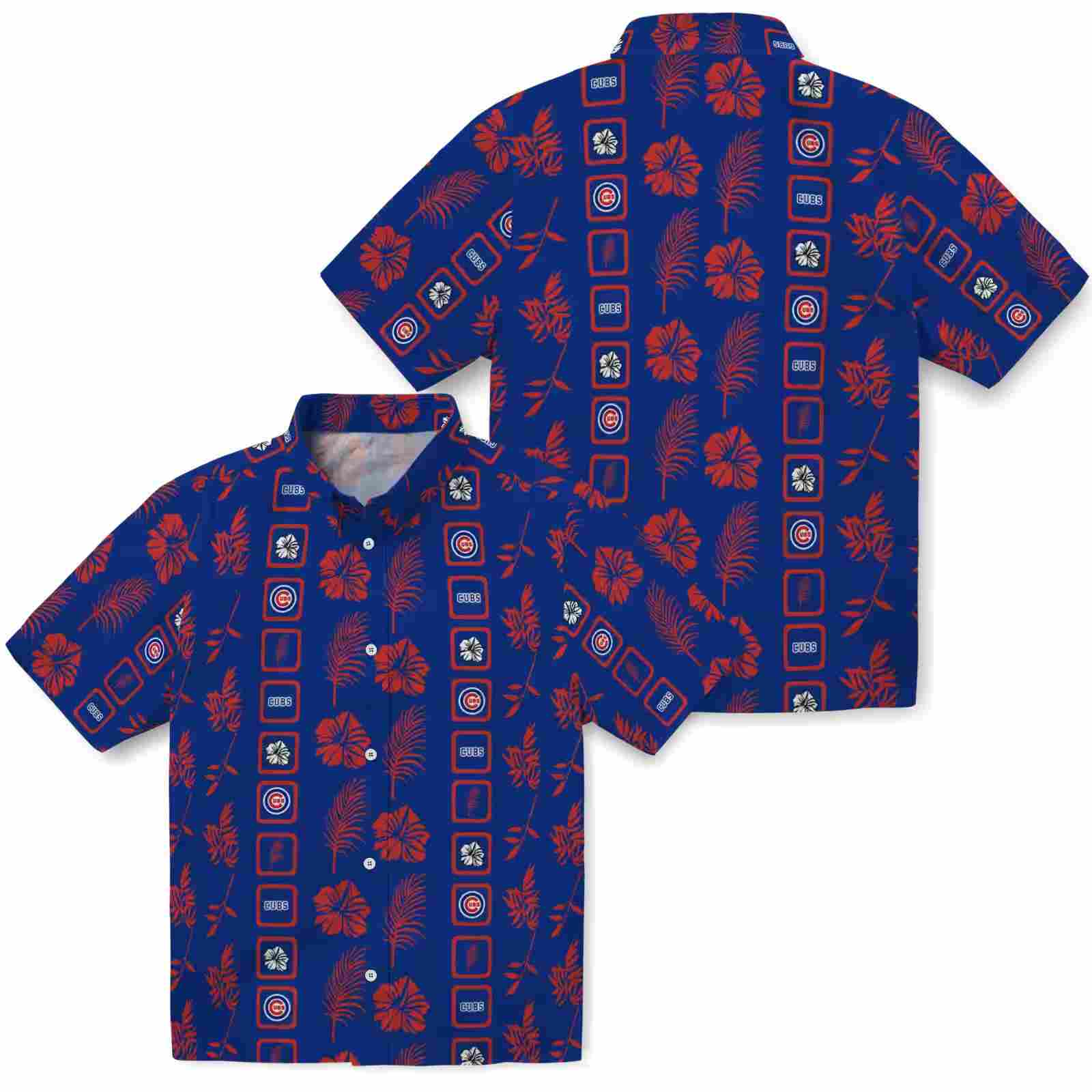 chicago cubs framed floral blue hawaiian shirt high quality