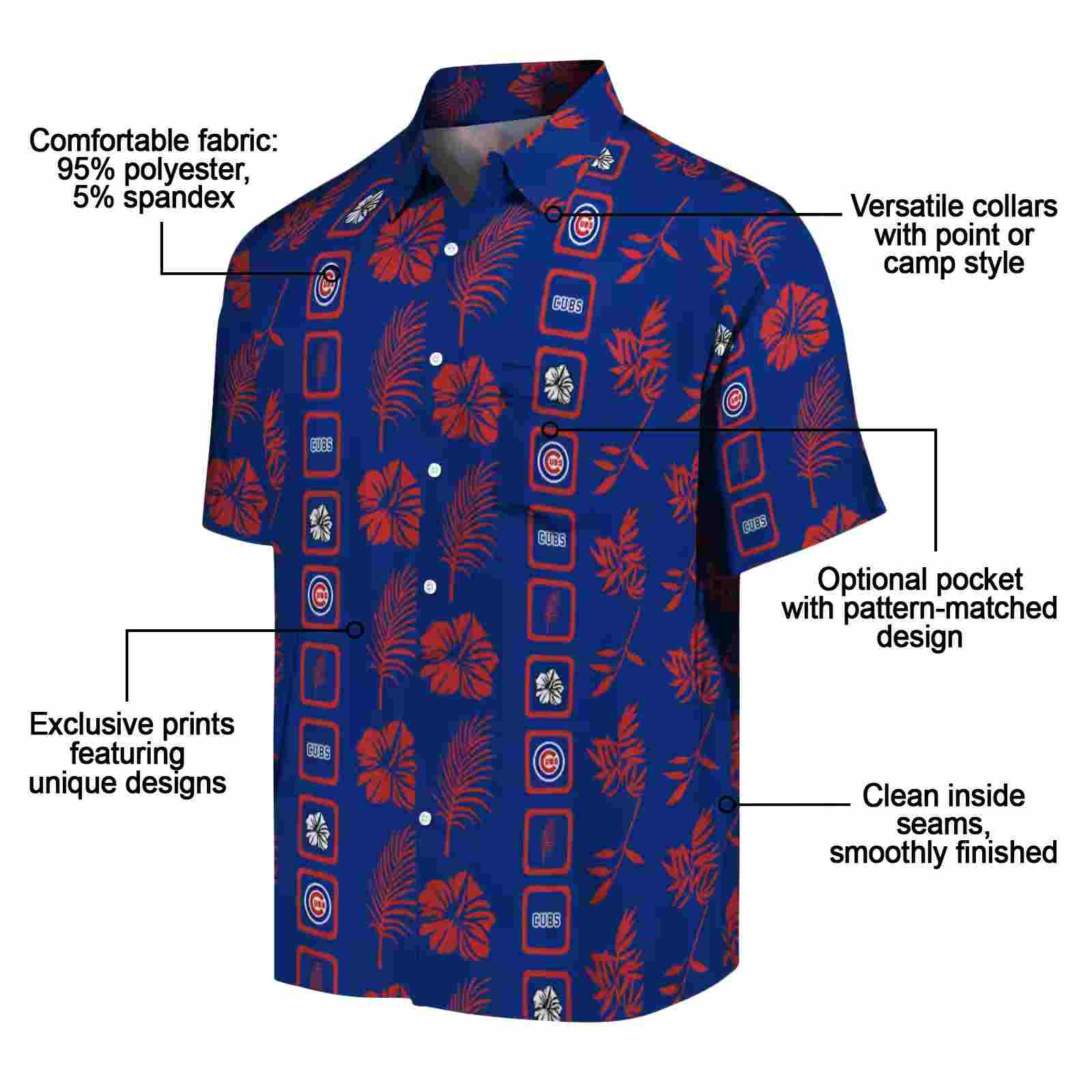 chicago cubs framed floral blue hawaiian shirt new arrival