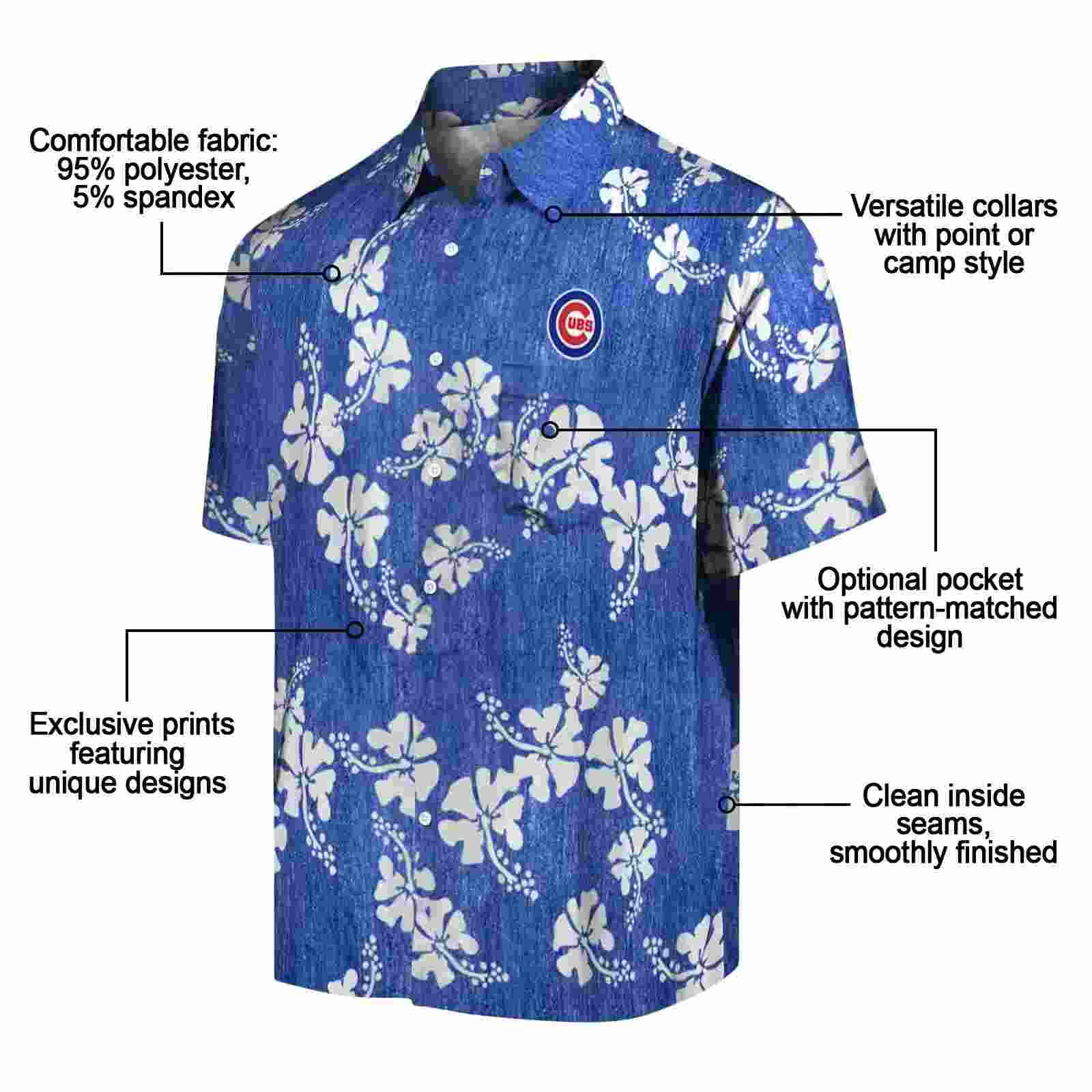 chicago cubs hibiscus clusters blue hawaiian shirt new arrival