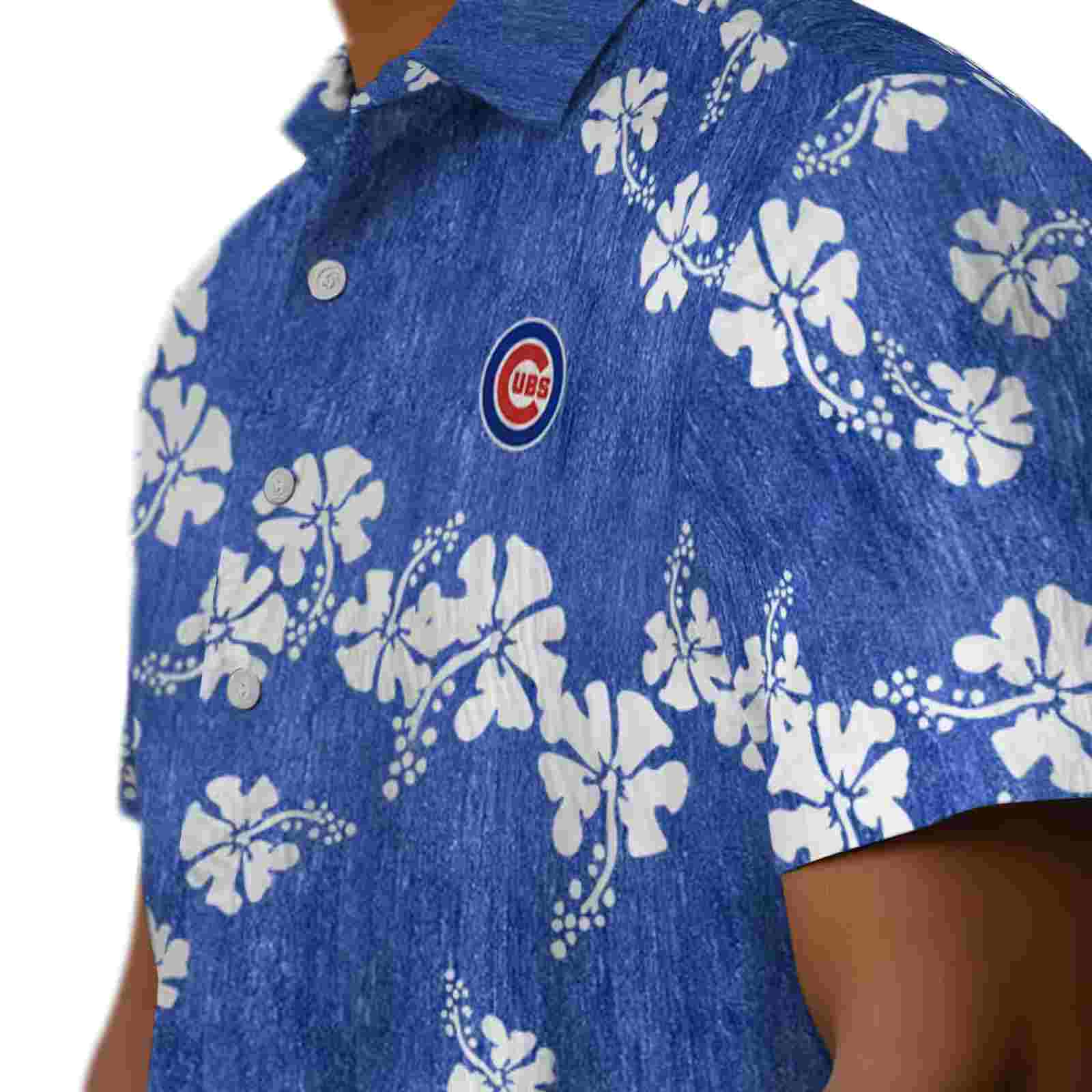 chicago cubs hibiscus clusters blue hawaiian shirt trendy