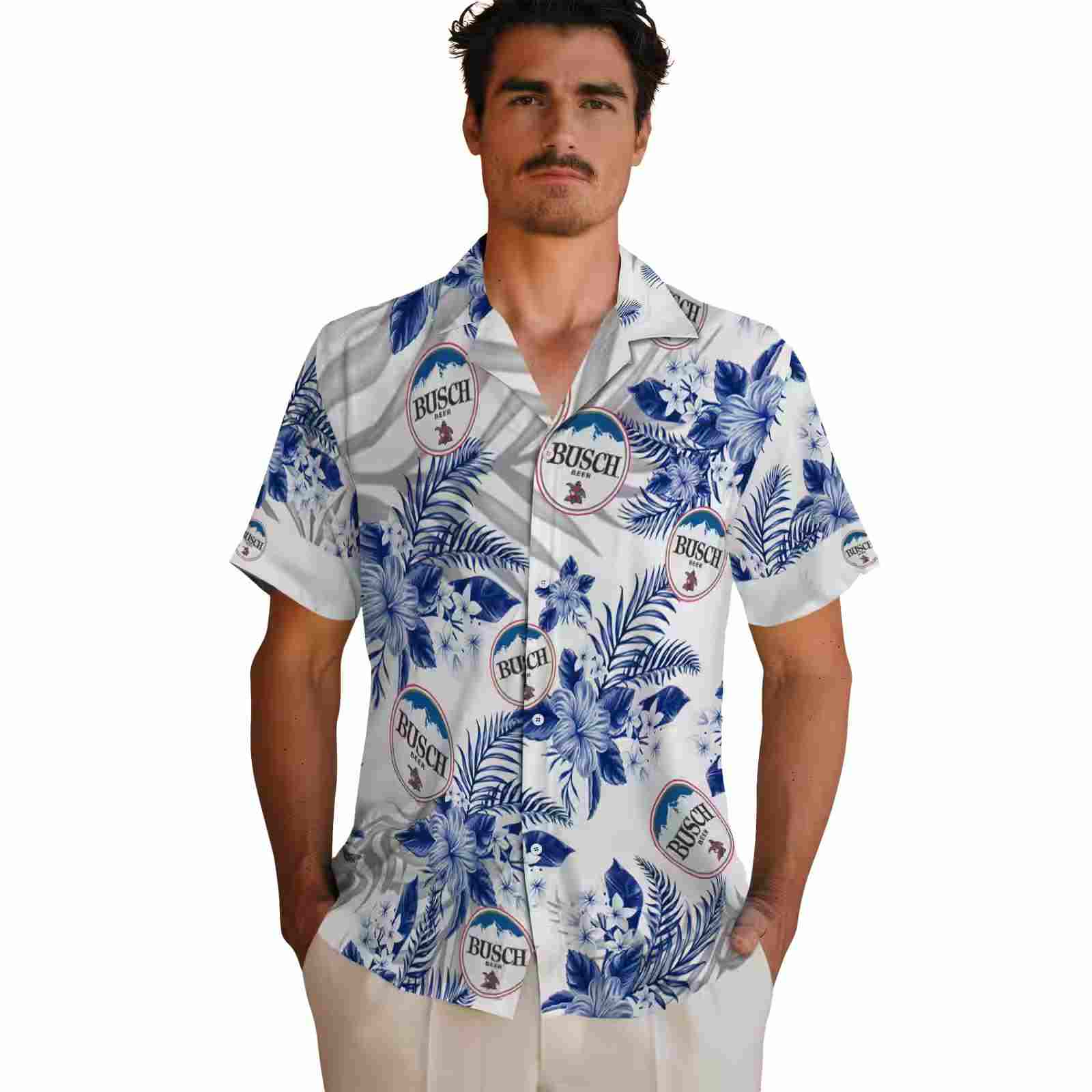 chicago cubs hibiscus palm leaves blue white hawaiian shirt fashion forward