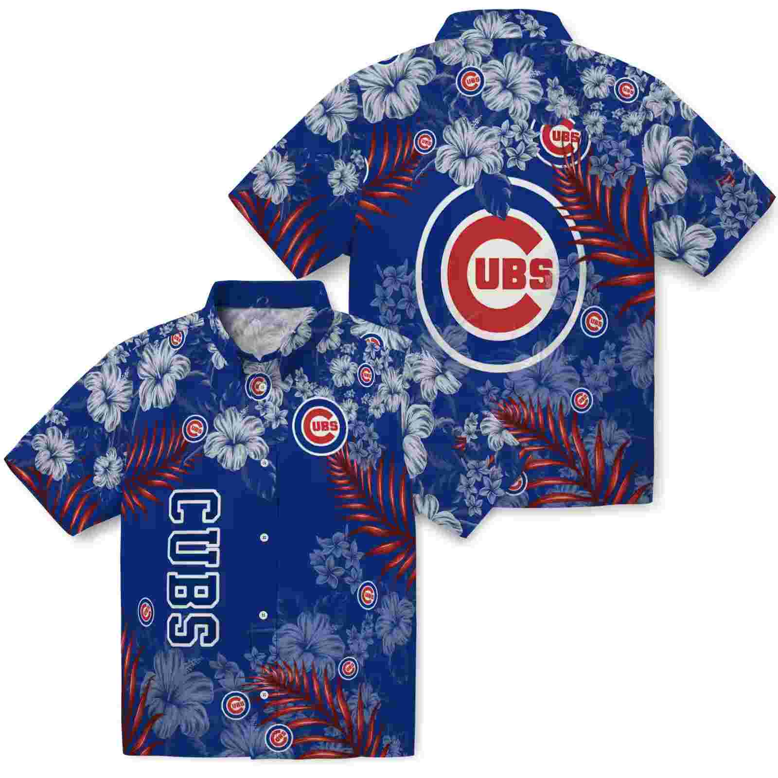 chicago cubs hibiscus print blue hawaiian shirt high quality