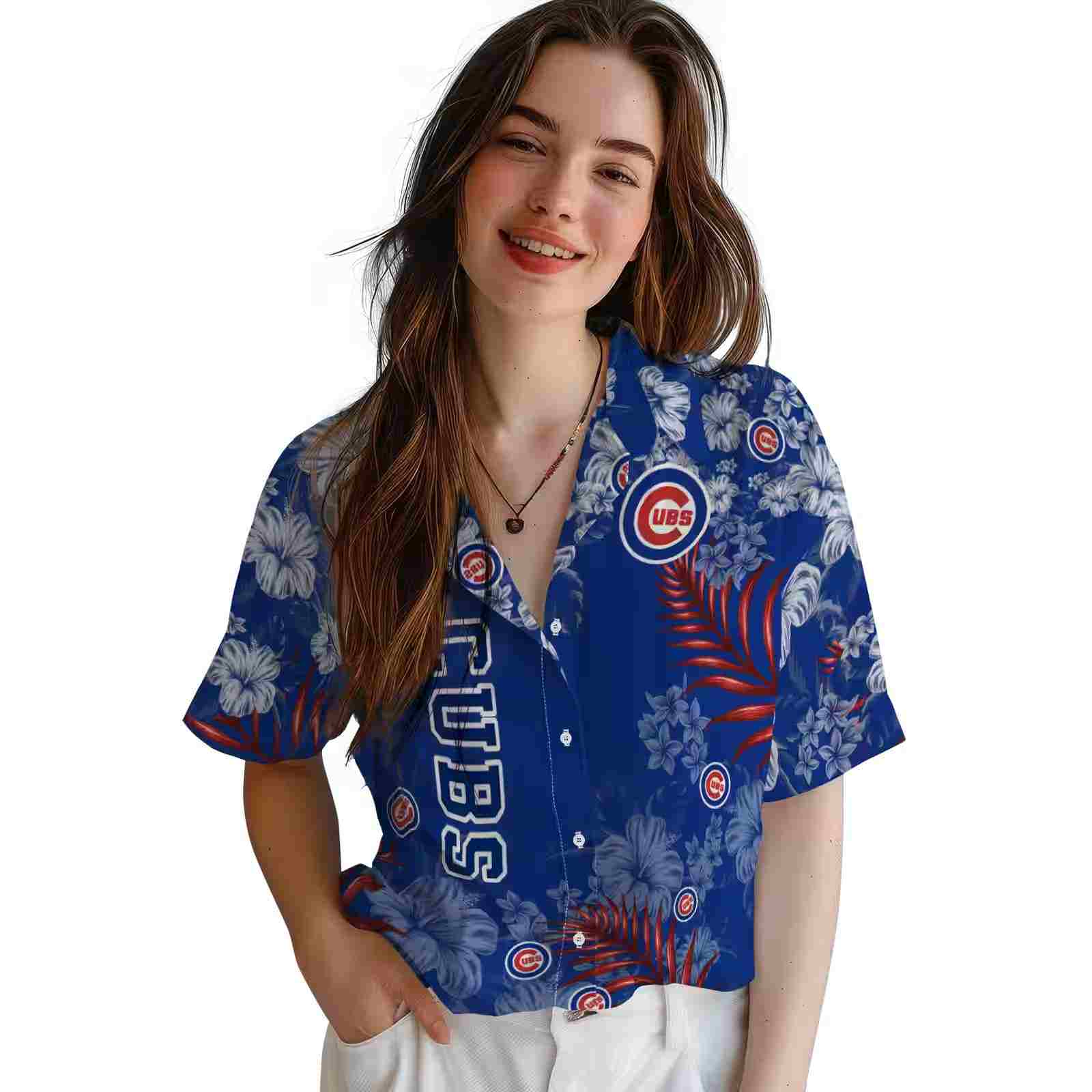 chicago cubs hibiscus print blue hawaiian shirt latest model