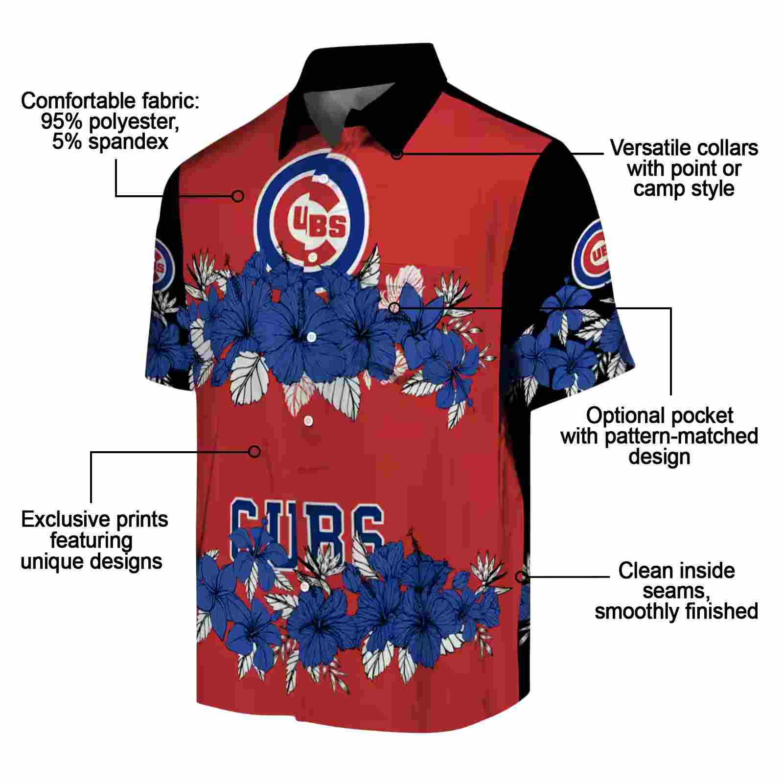 chicago cubs hibiscus stripe blue black hawaiian shirt new arrival