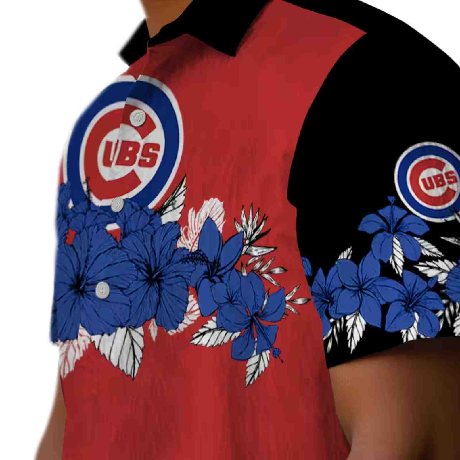 chicago cubs hibiscus stripe blue black hawaiian shirt trendy