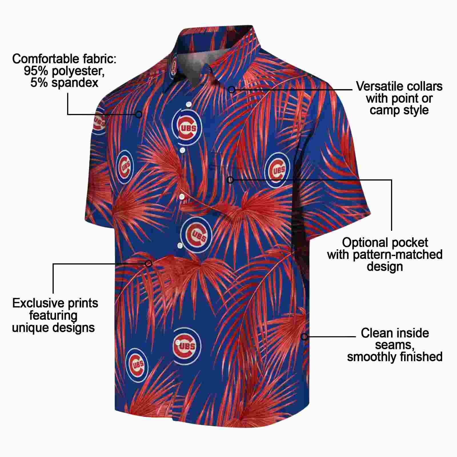 chicago cubs leafy palms blue hawaiian shirt new arrival