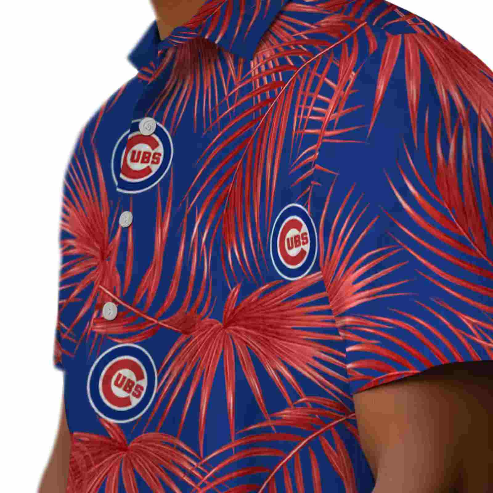 chicago cubs leafy palms blue hawaiian shirt trendy