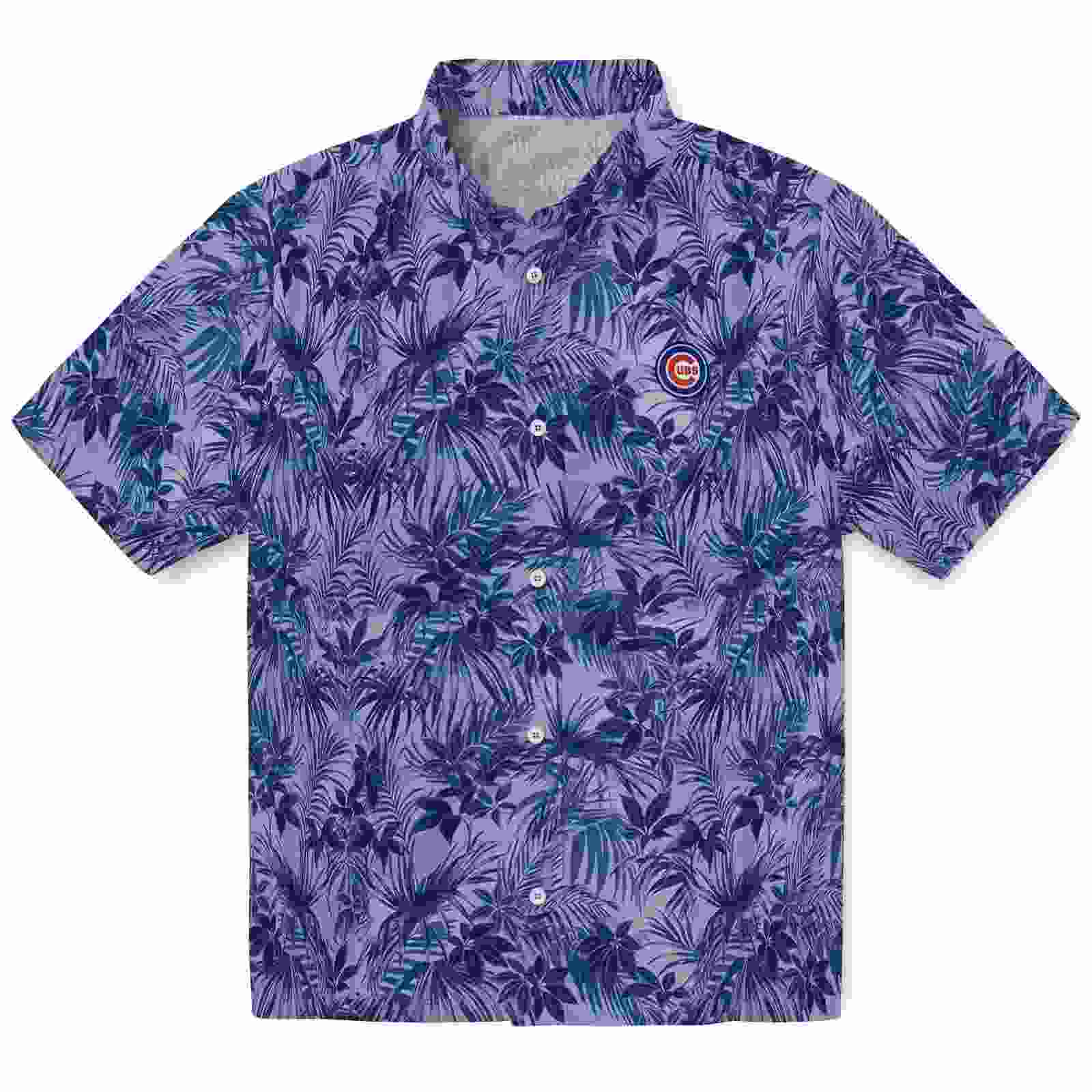 Chicago Cubs Leafy Pattern Blue Hawaiian Shirt