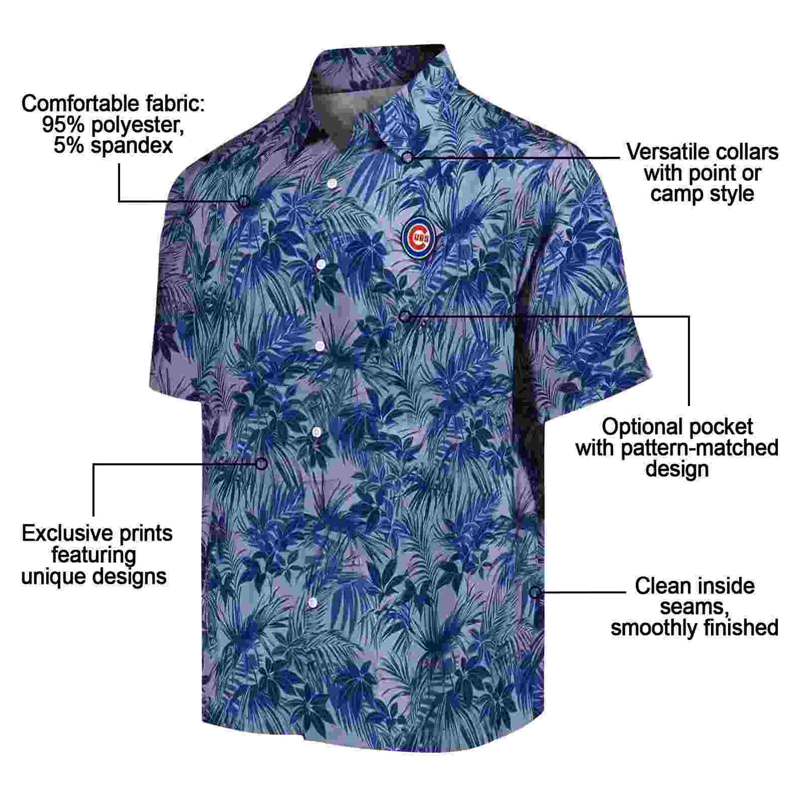 chicago cubs leafy pattern blue hawaiian shirt new arrival