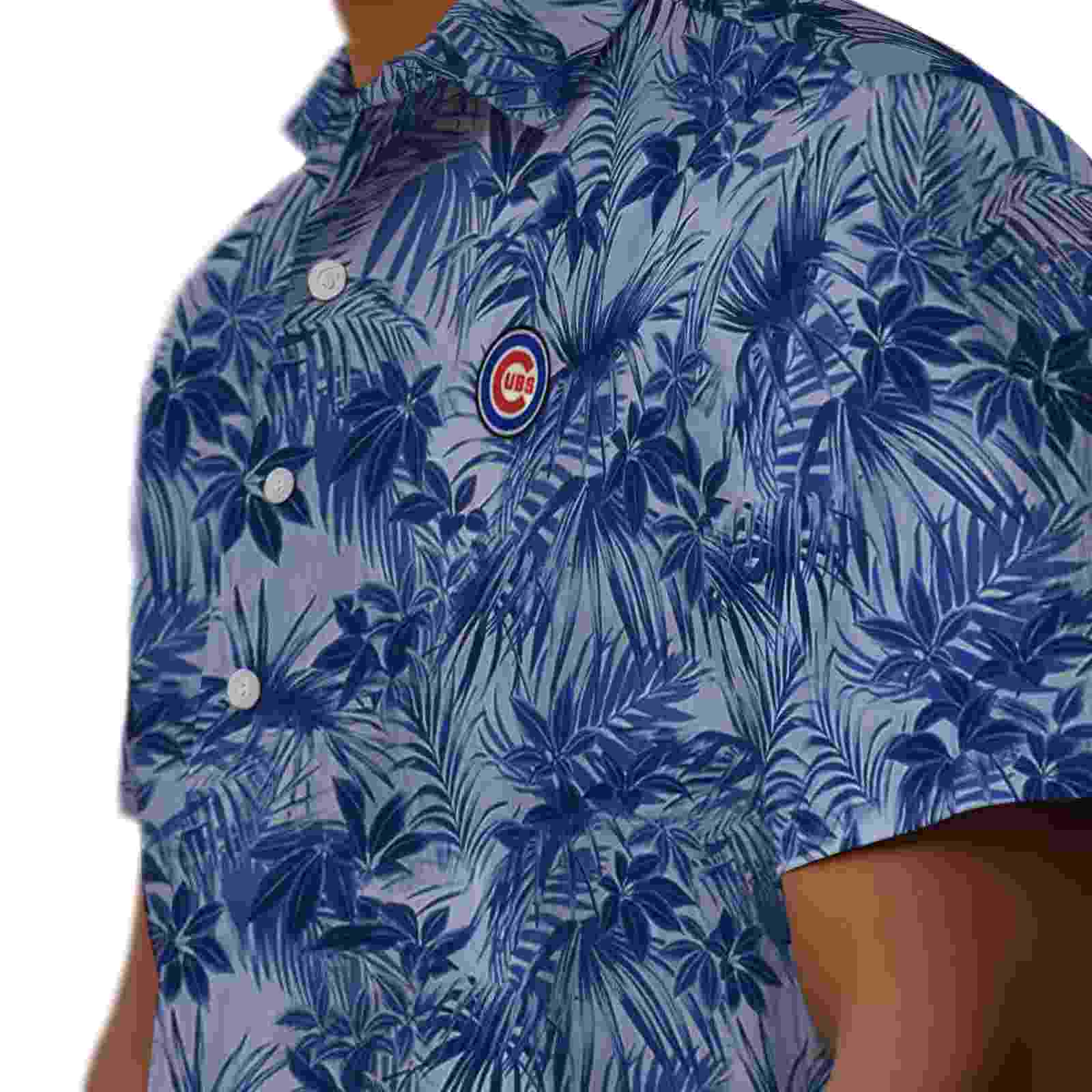 chicago cubs leafy pattern blue hawaiian shirt trendy