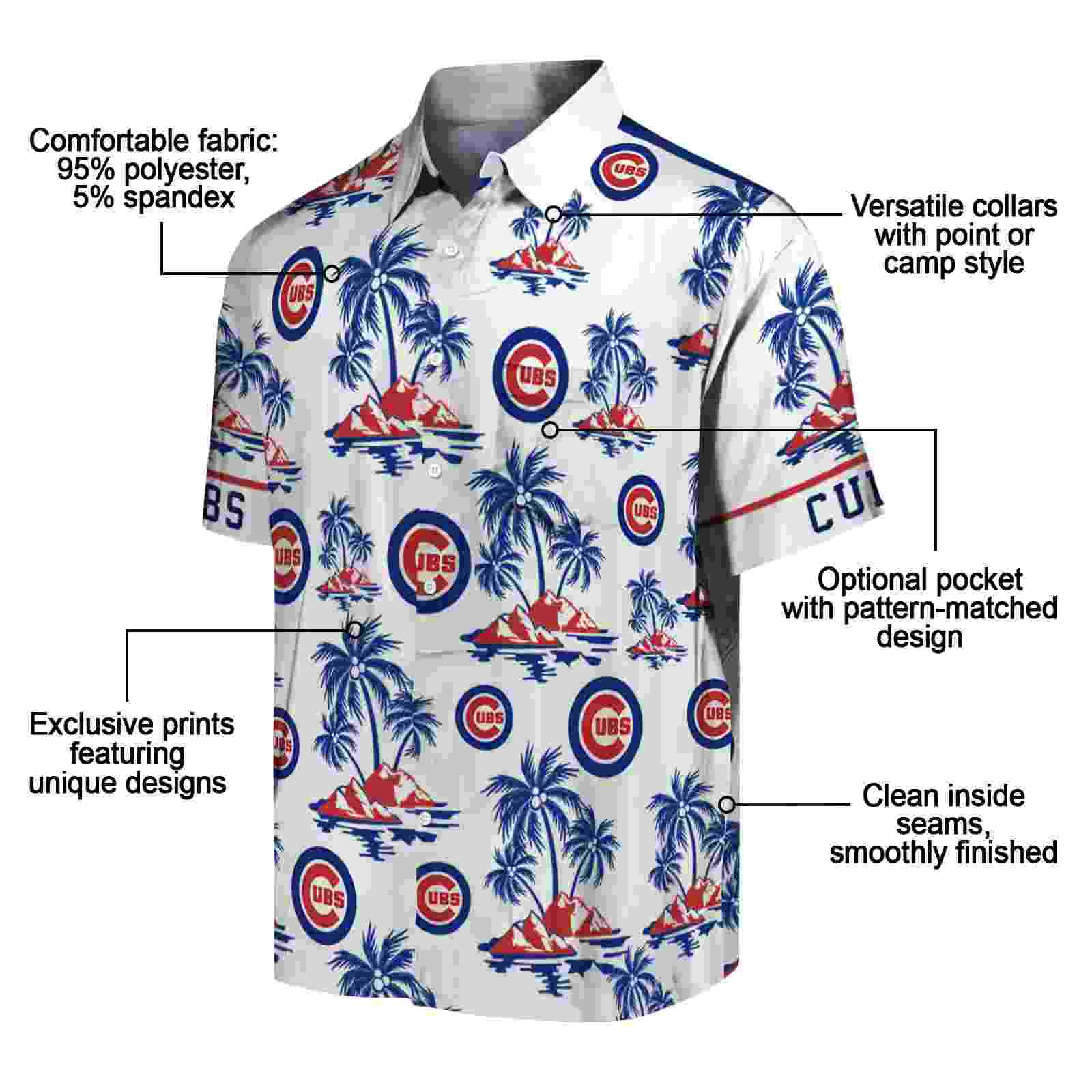 chicago cubs palm island print blue white hawaiian shirt new arrival