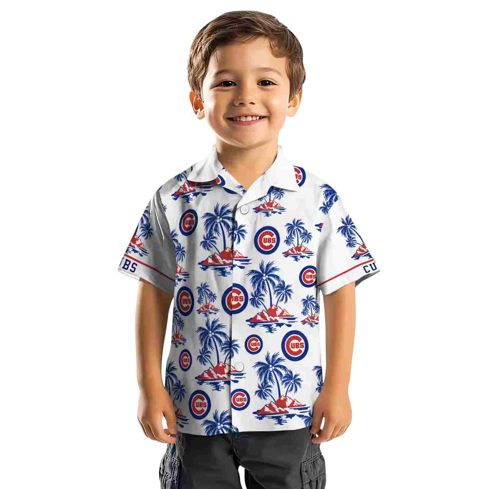 chicago cubs palm island print blue white hawaiian shirt top rated