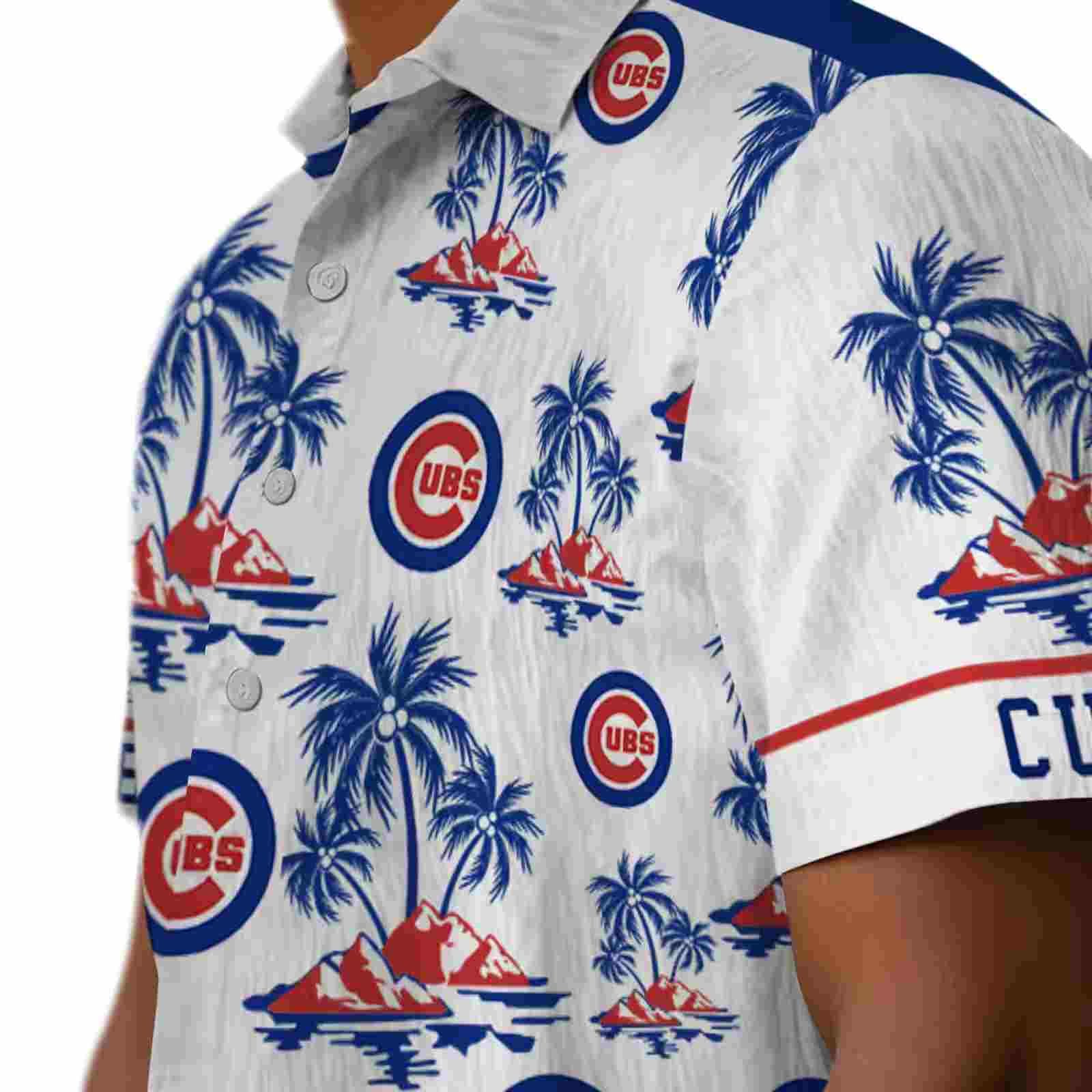 chicago cubs palm island print blue white hawaiian shirt trendy