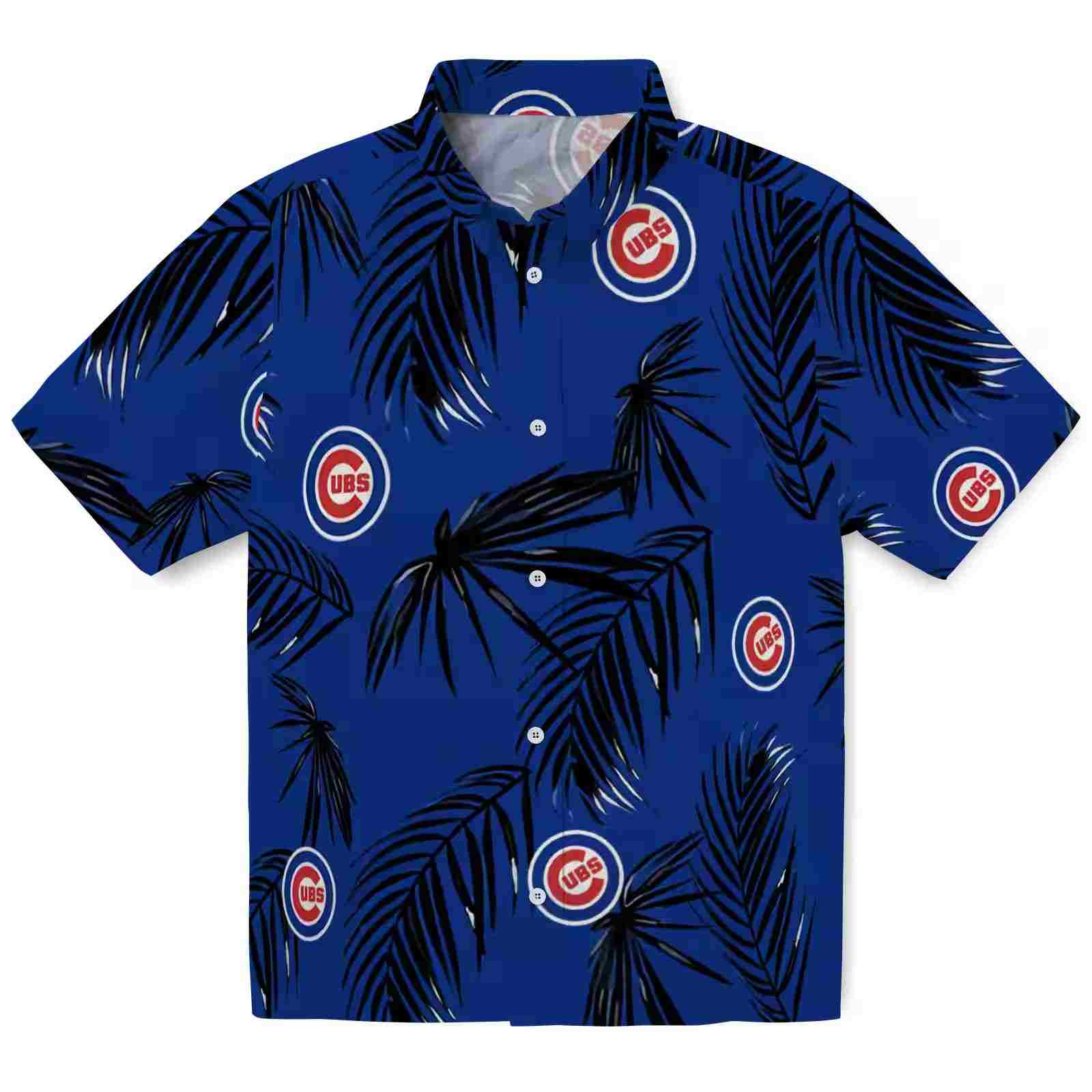 Chicago Cubs Palm Leaf Blue Hawaiian Shirt