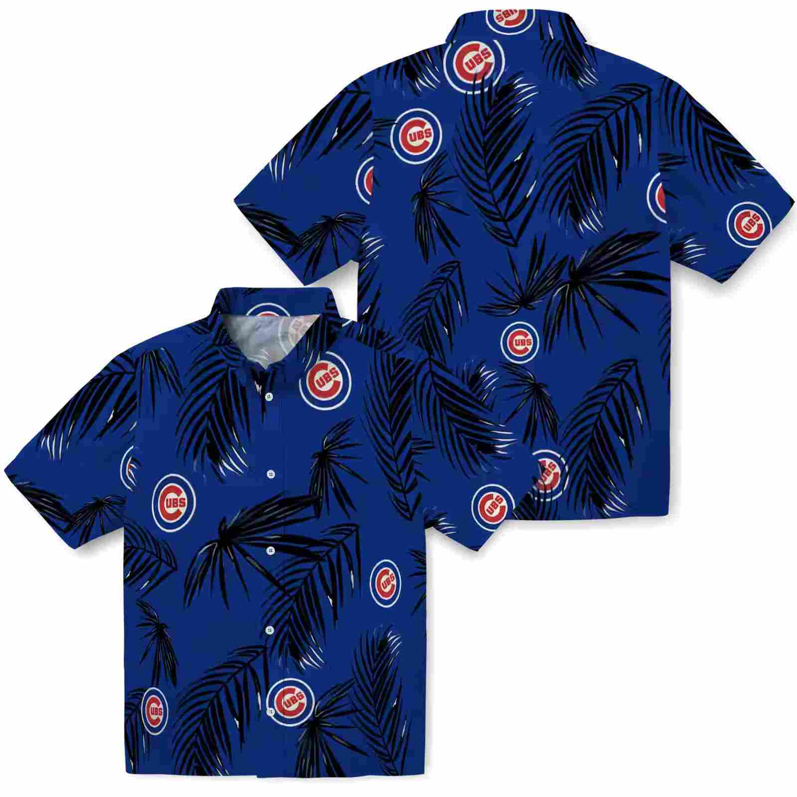 chicago cubs palm leaf blue hawaiian shirt high quality