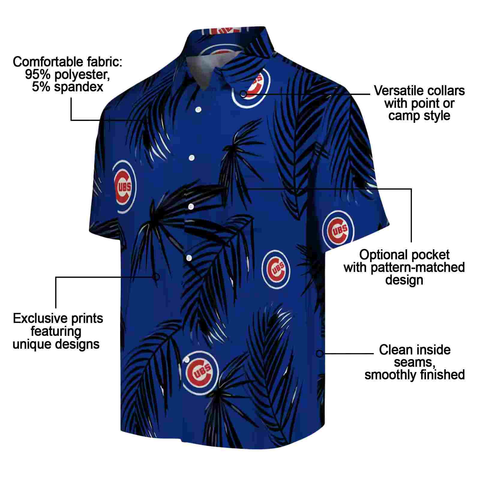 chicago cubs palm leaf blue hawaiian shirt new arrival