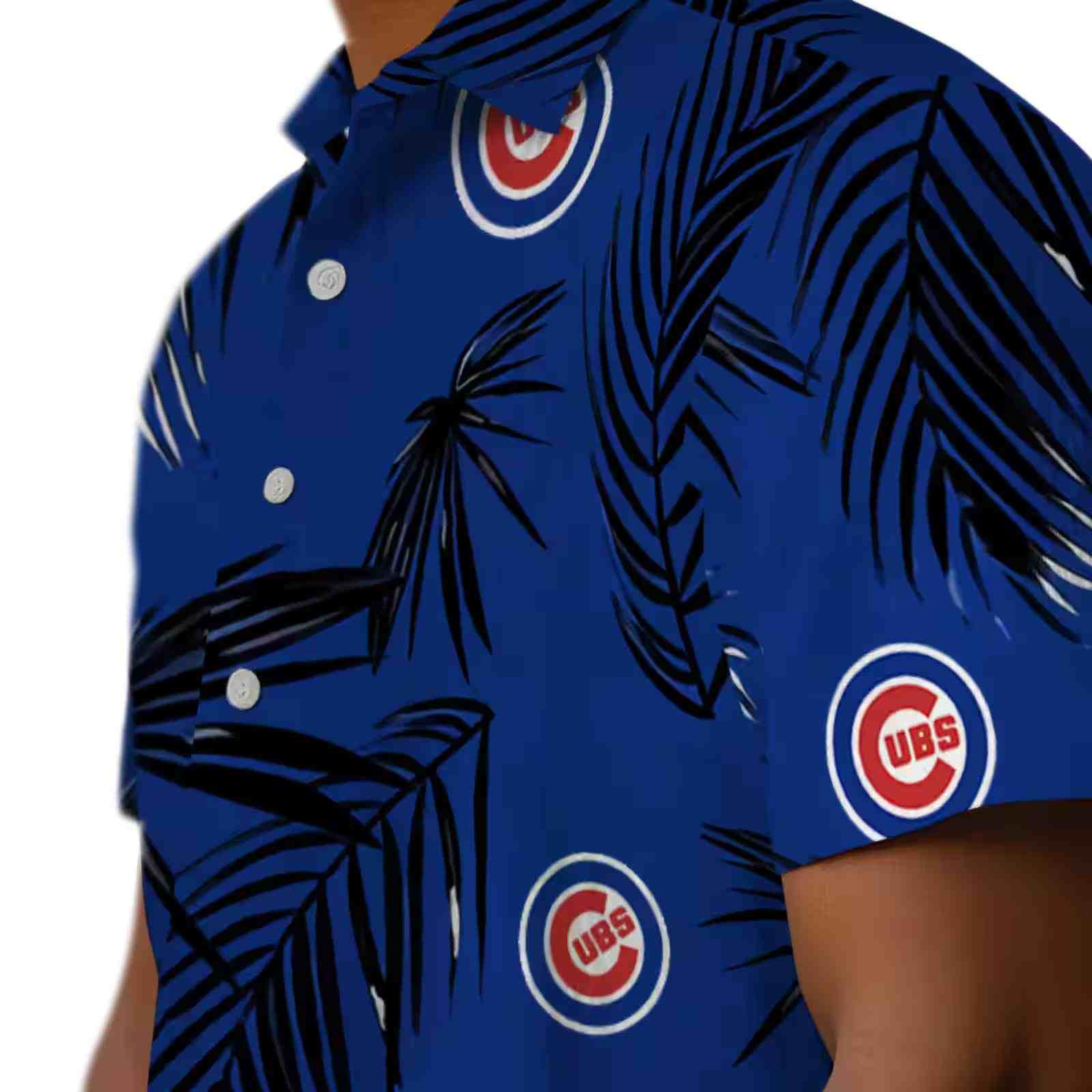 chicago cubs palm leaf blue hawaiian shirt trendy