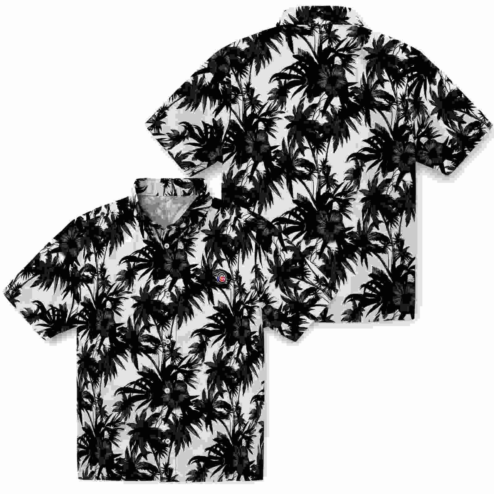 chicago cubs palm motifs black white hawaiian shirt high quality