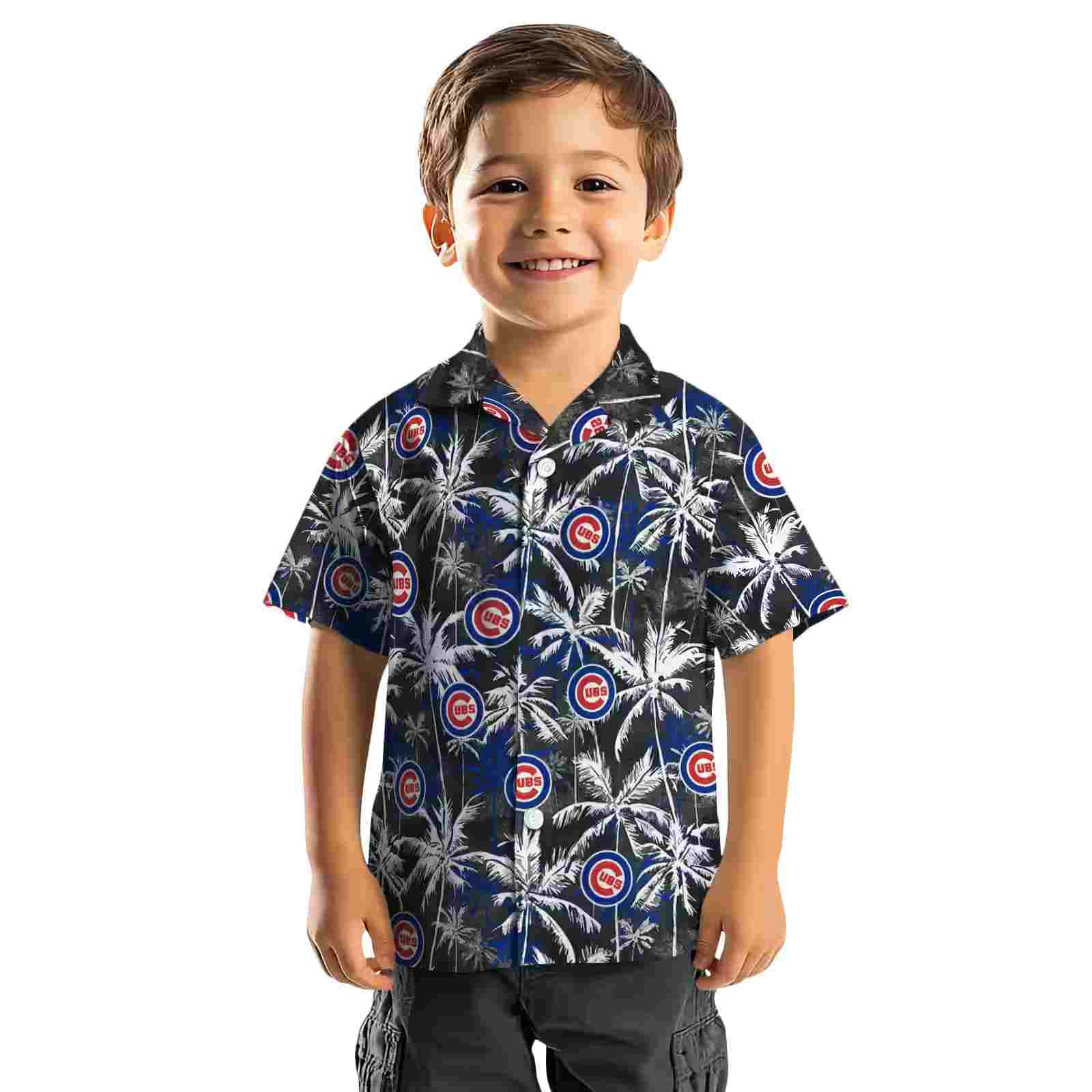 chicago cubs palm pattern blue black hawaiian shirt top rated