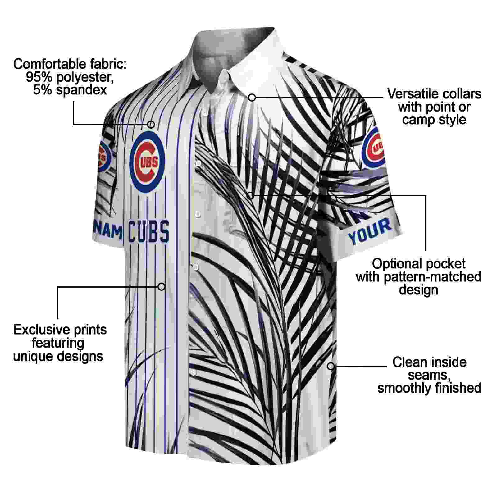 chicago cubs palm stripes blue black white hawaiian shirt new arrival