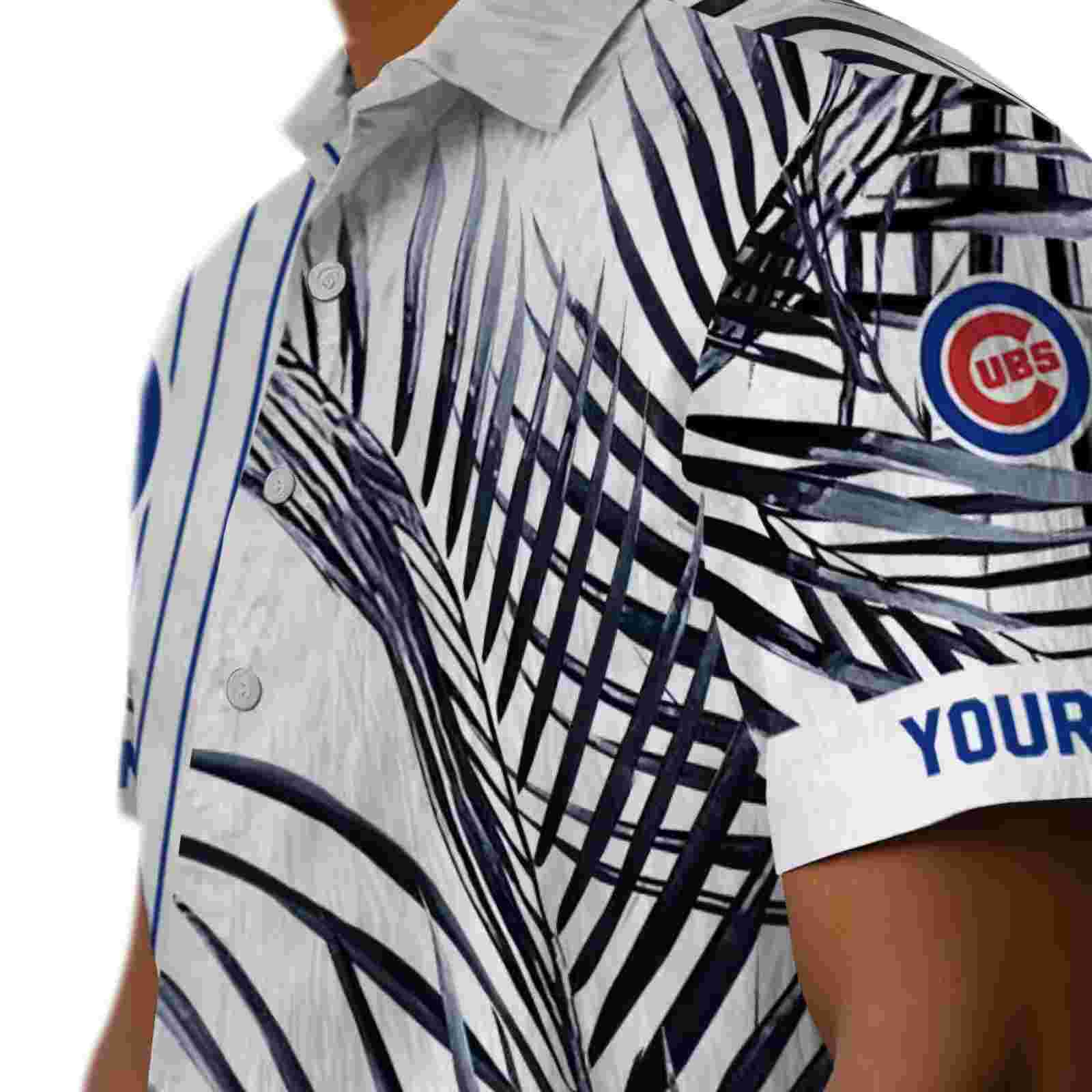 chicago cubs palm stripes blue black white hawaiian shirt trendy