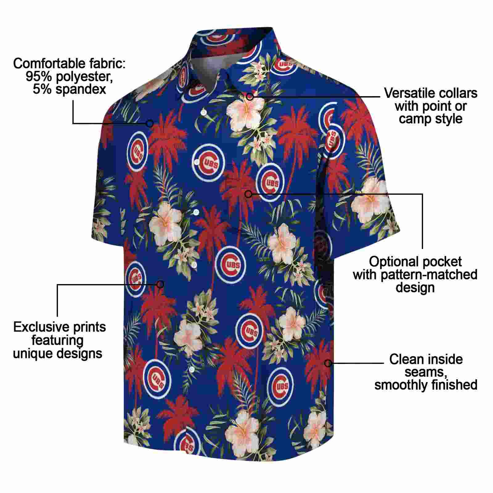 chicago cubs palm tree flower blue hawaiian shirt new arrival