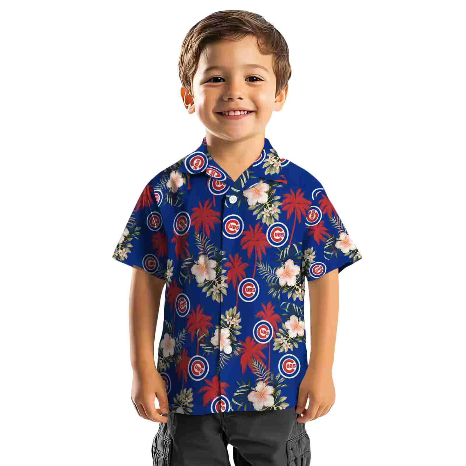 chicago cubs palm tree flower blue hawaiian shirt top rated