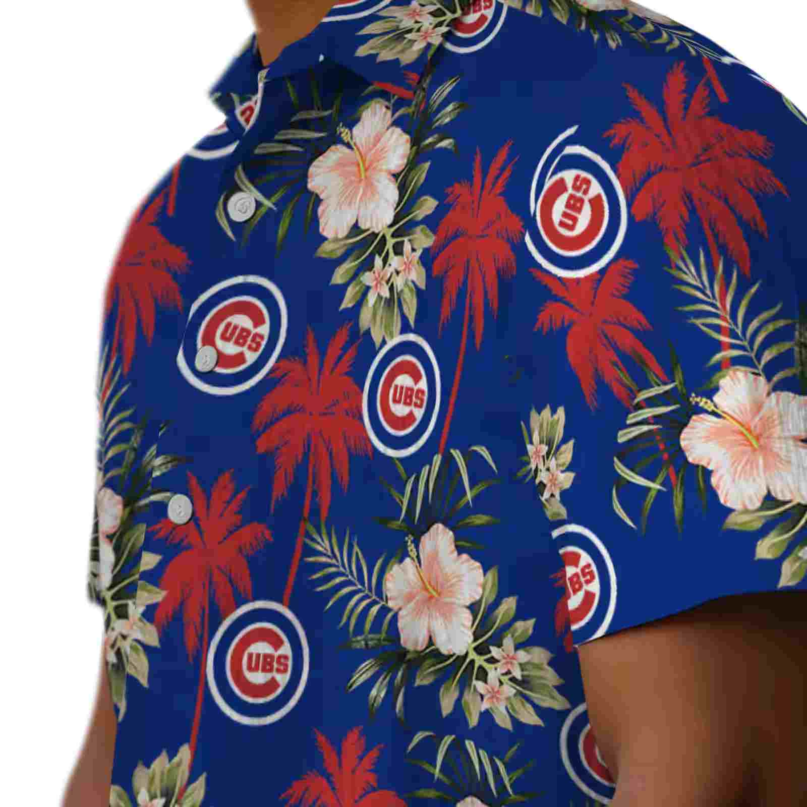 chicago cubs palm tree flower blue hawaiian shirt trendy