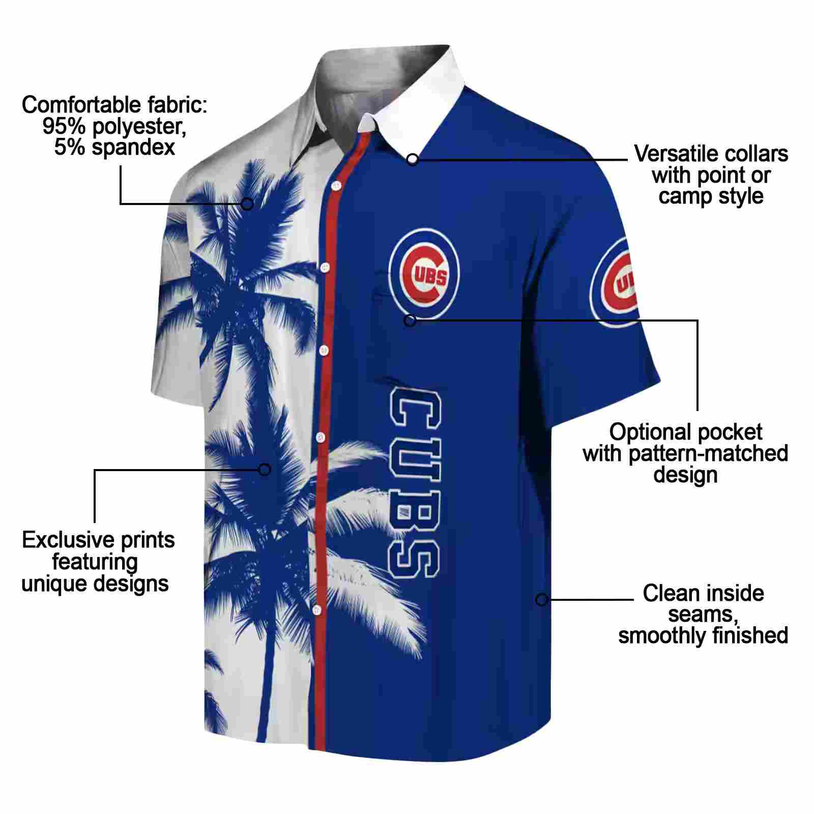 chicago cubs palm trees blue white hawaiian shirt new arrival