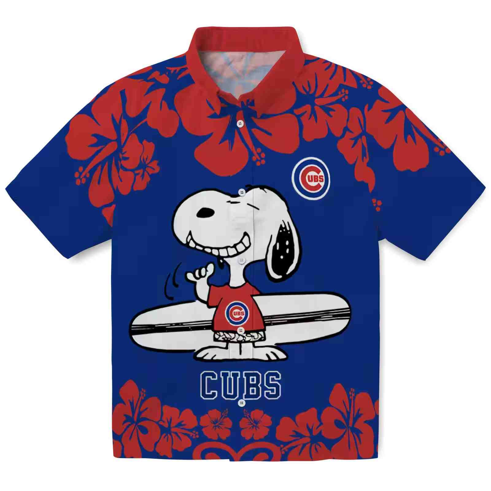 Chicago Cubs Snoopy Surf Blue White Hawaiian Shirt