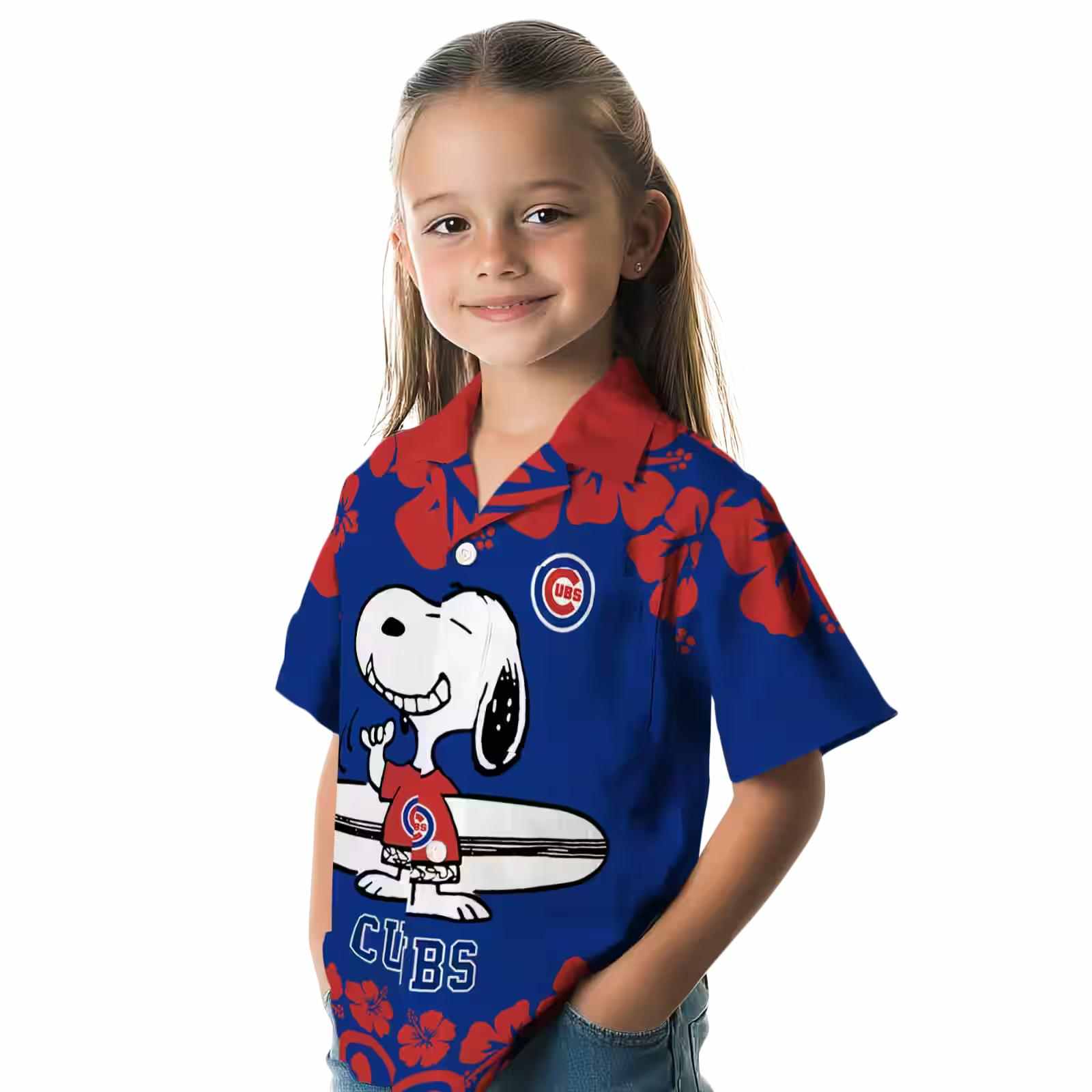 chicago cubs snoopy surf blue white hawaiian shirt premium grade