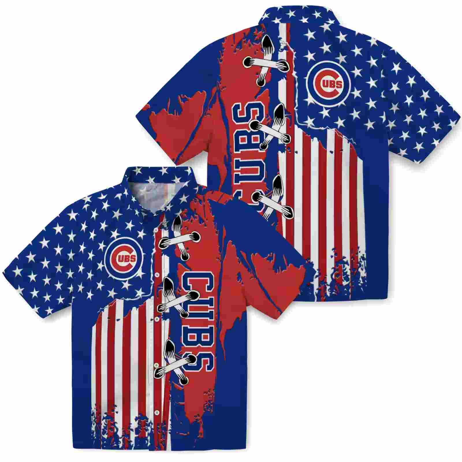 chicago cubs stitched flag blue hawaiian shirt high quality