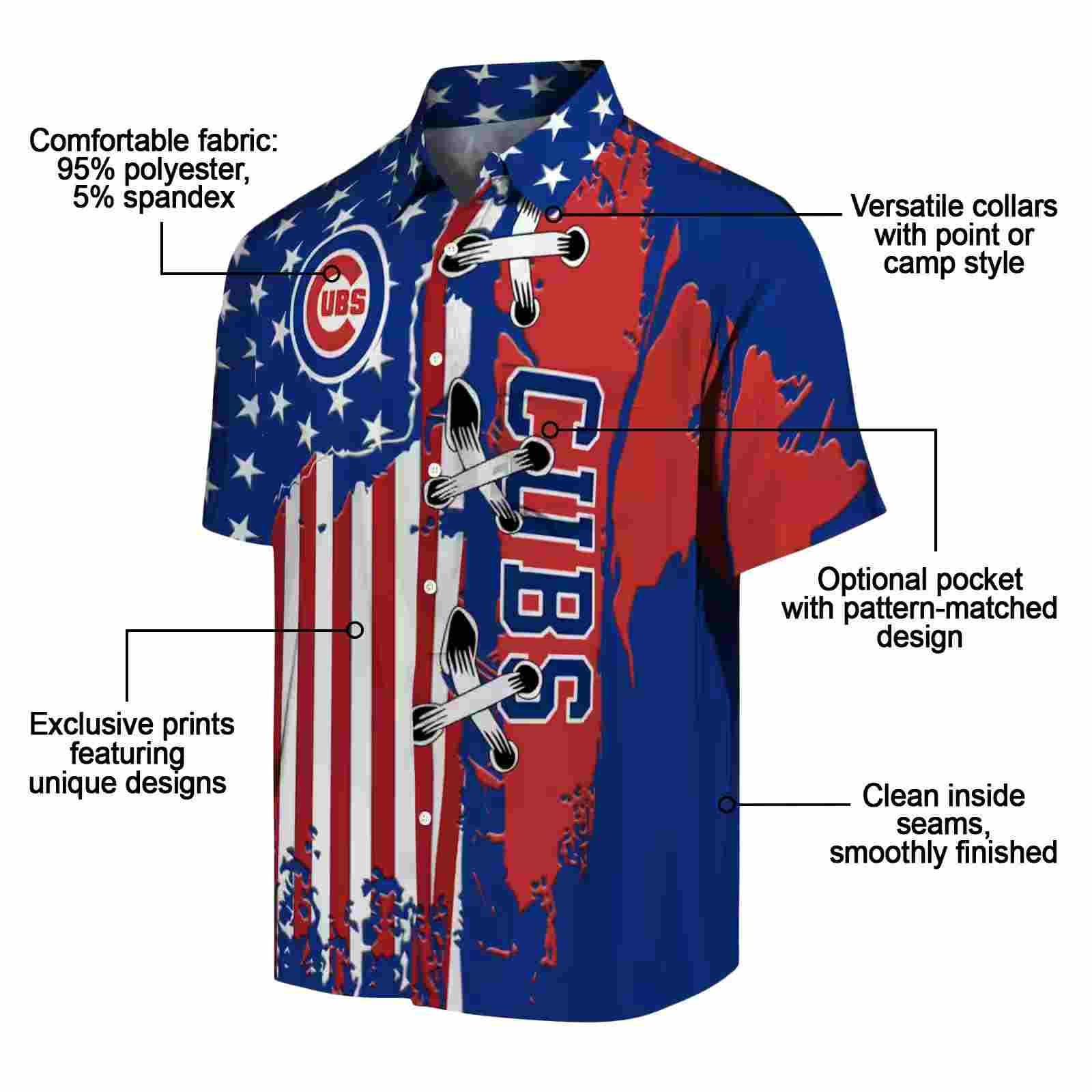 chicago cubs stitched flag blue hawaiian shirt new arrival