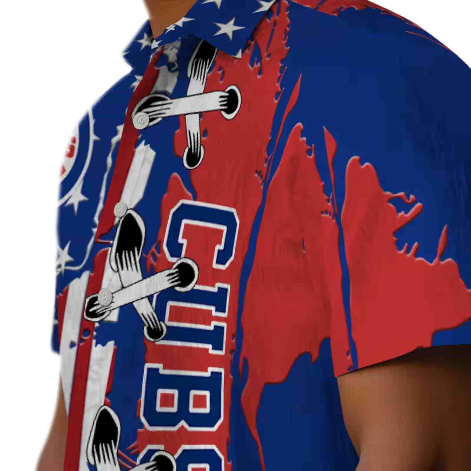 chicago cubs stitched flag blue hawaiian shirt trendy