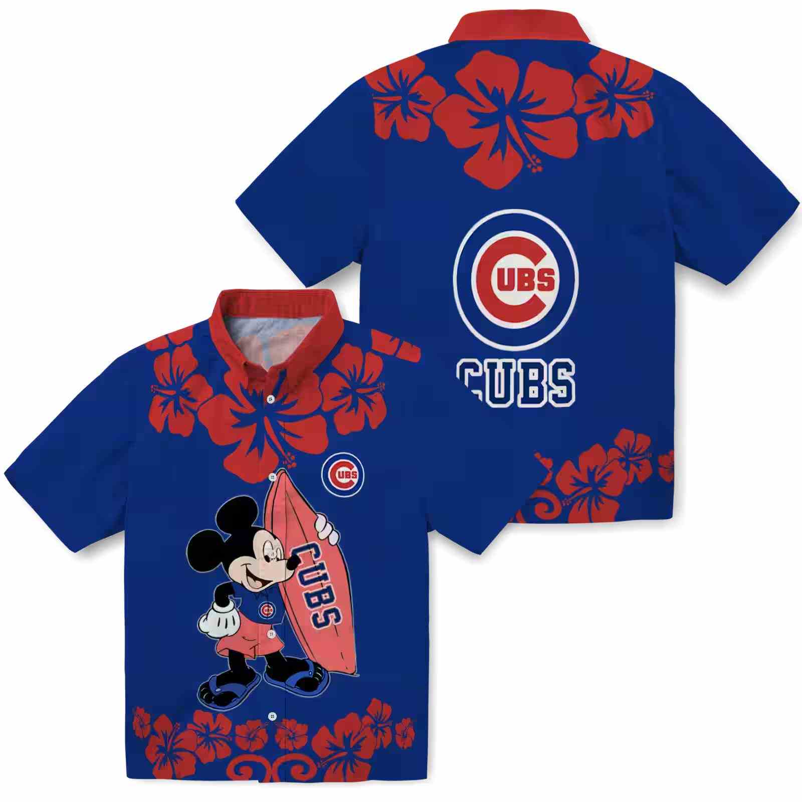 chicago cubs surfing mickey blue hawaiian shirt high quality