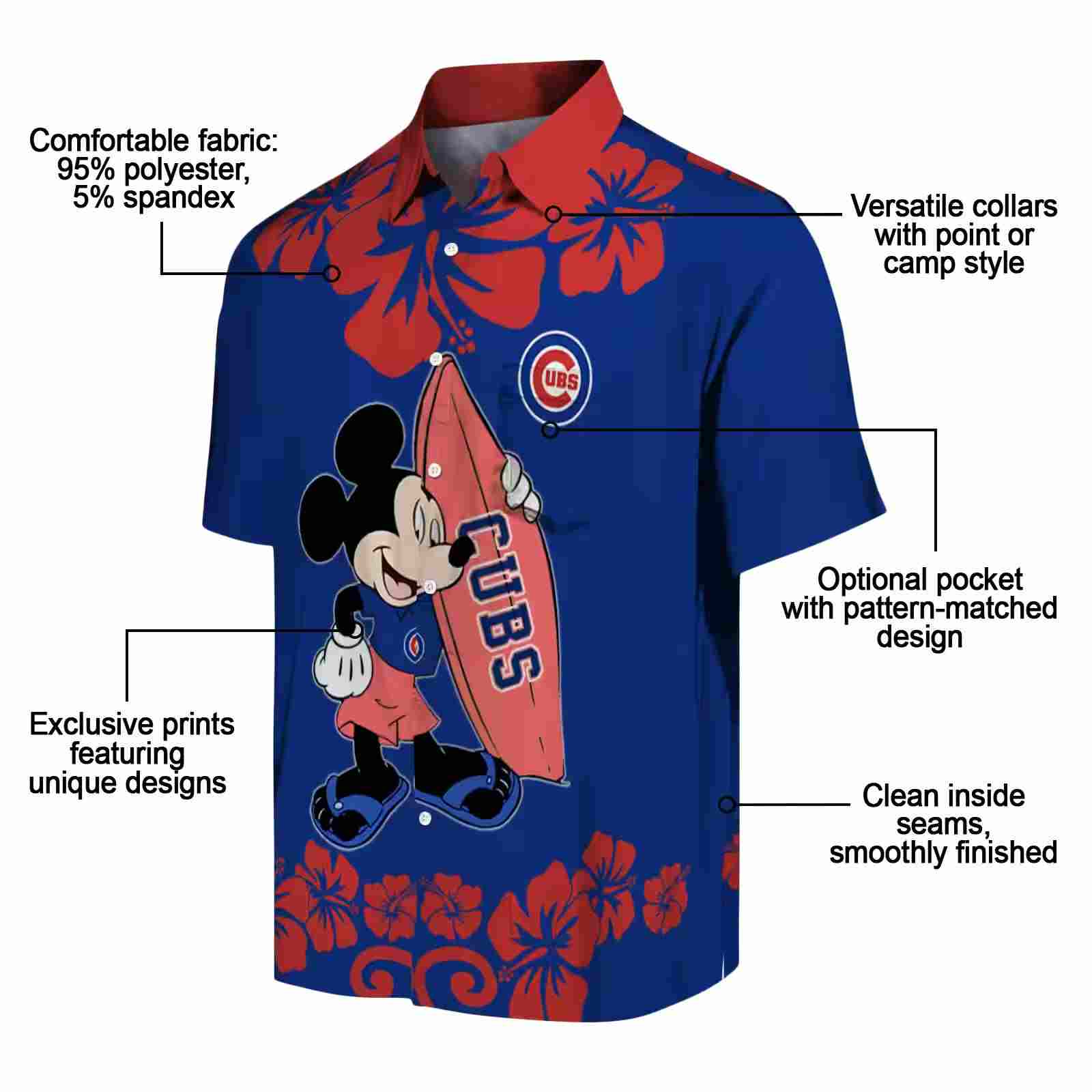 chicago cubs surfing mickey blue hawaiian shirt new arrival