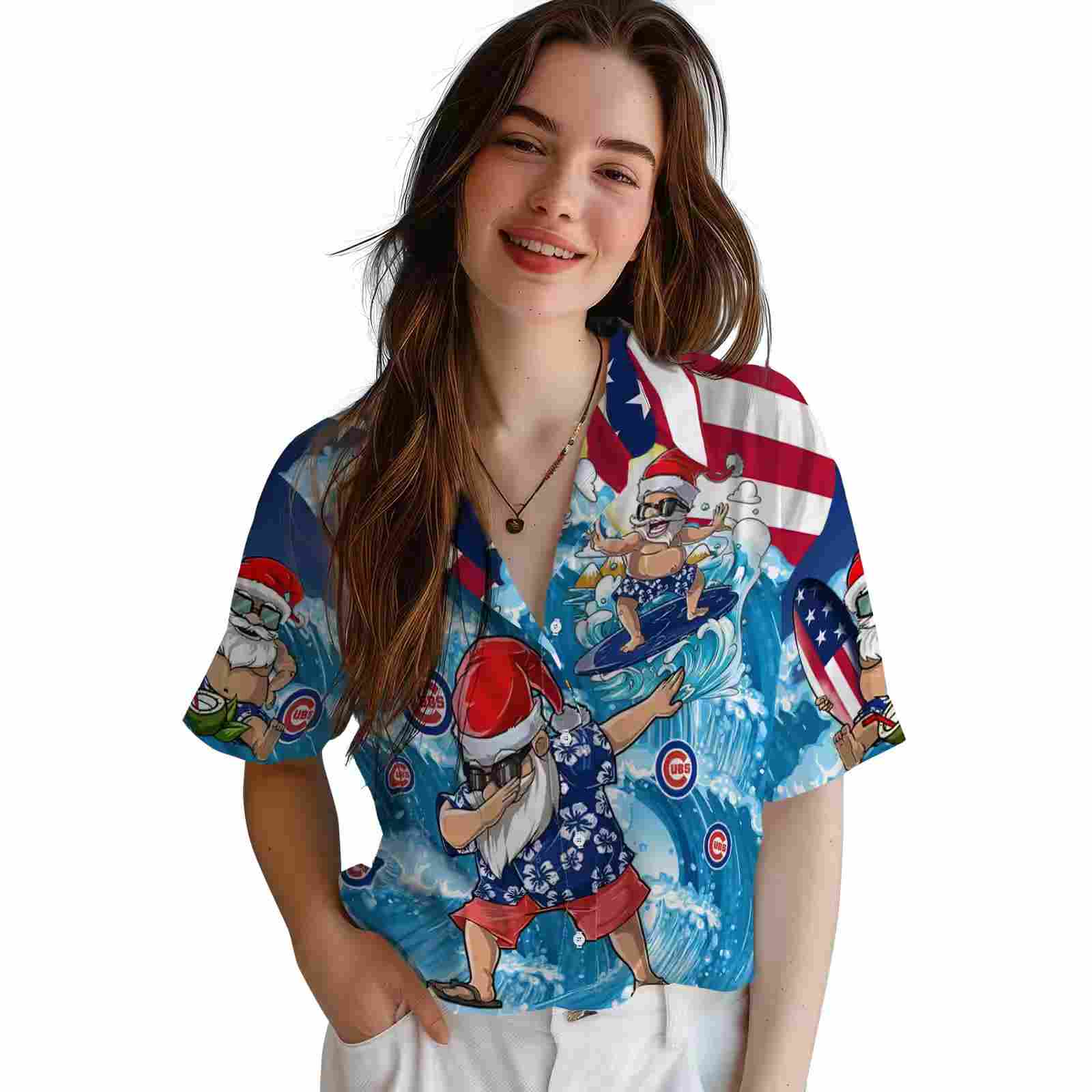 chicago cubs surfing santa blue hawaiian shirt latest model