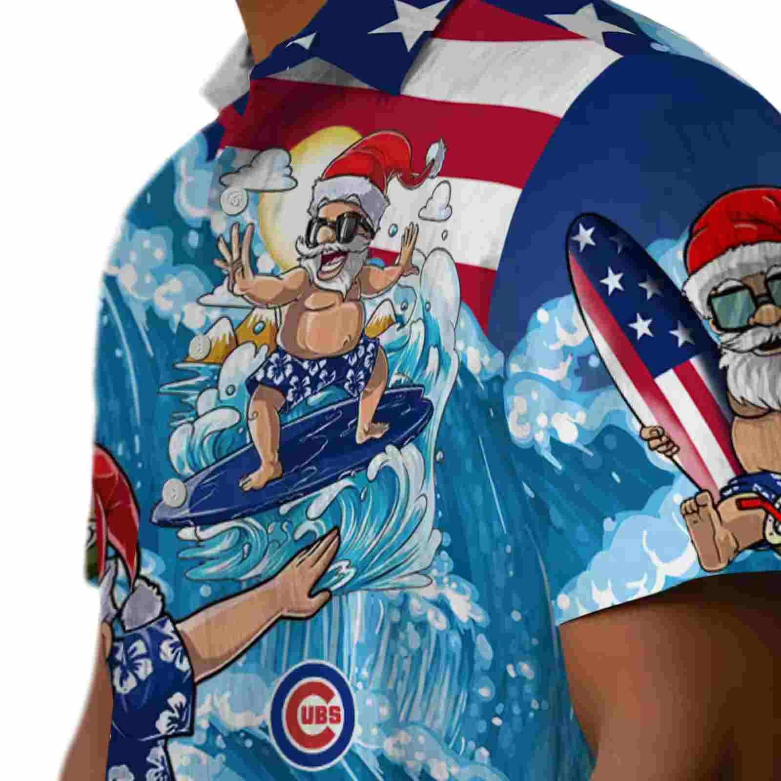 chicago cubs surfing santa blue hawaiian shirt trendy