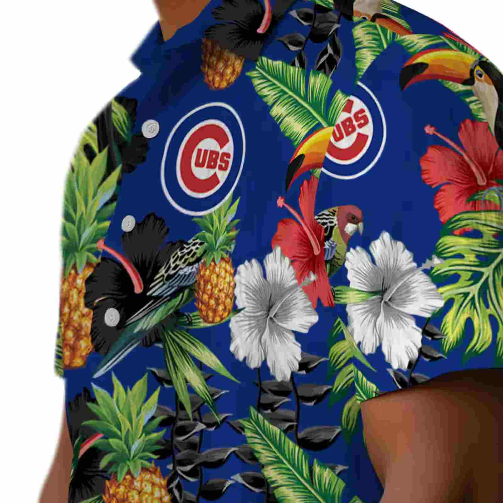 chicago cubs toucan hibiscus pineapple blue green hawaiian shirt trendy