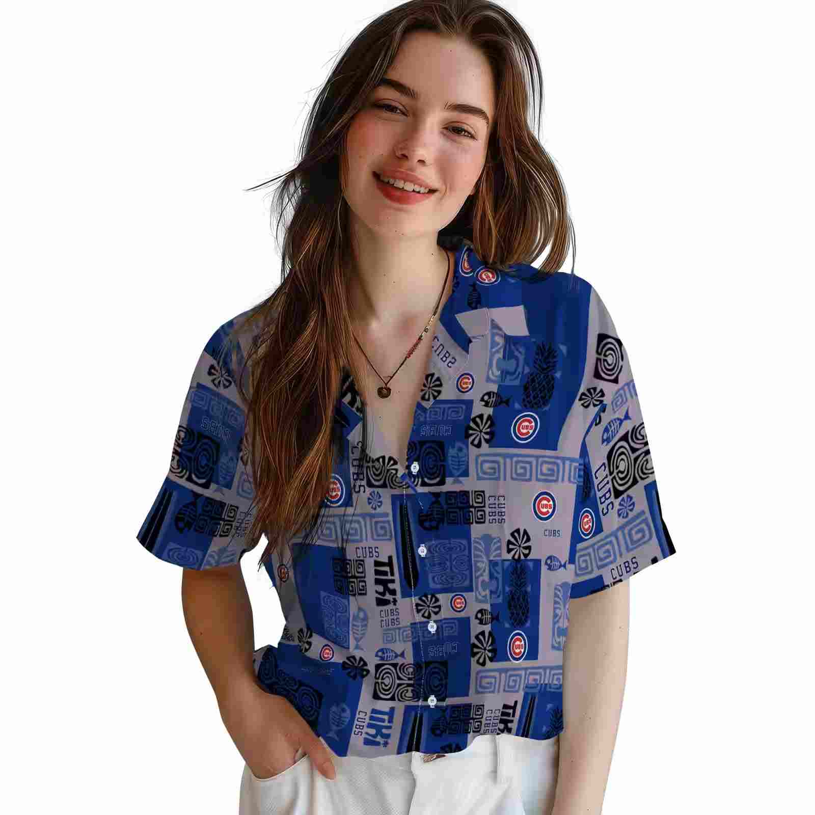 chicago cubs tribal symbols blue hawaiian shirt latest model