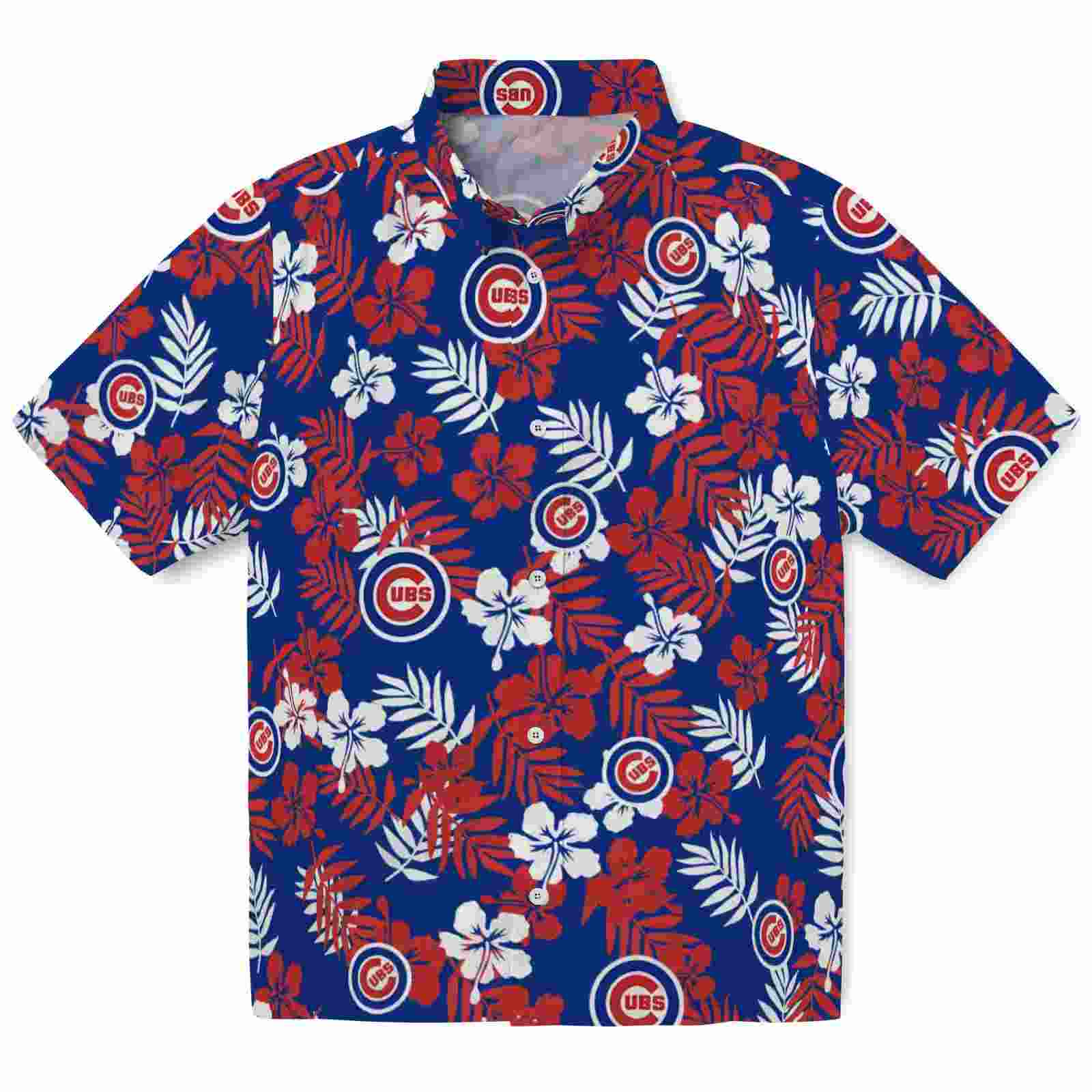 Chicago Cubs Tropical Floral Blue Hawaiian Shirt