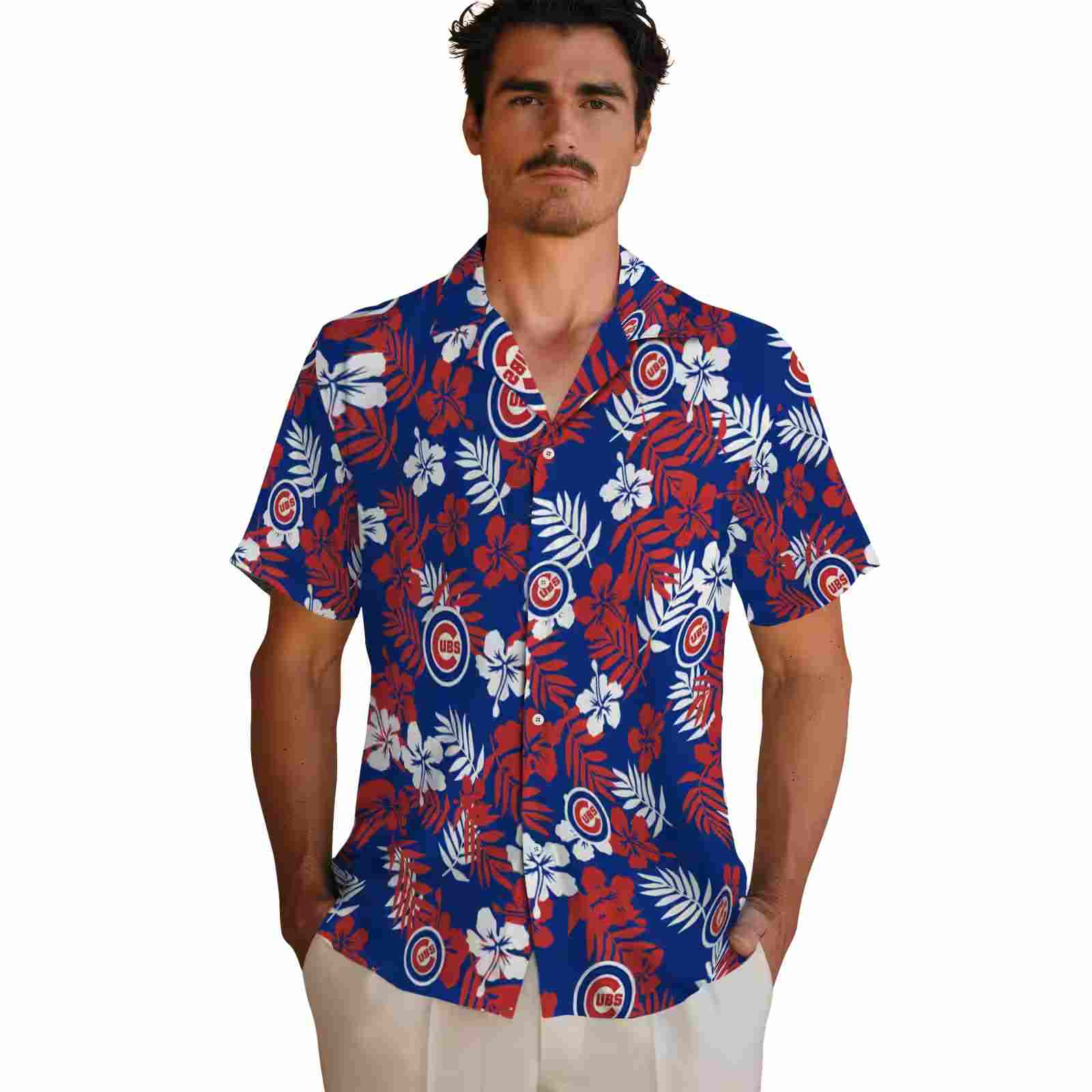 chicago cubs tropical floral blue hawaiian shirt fashion forward