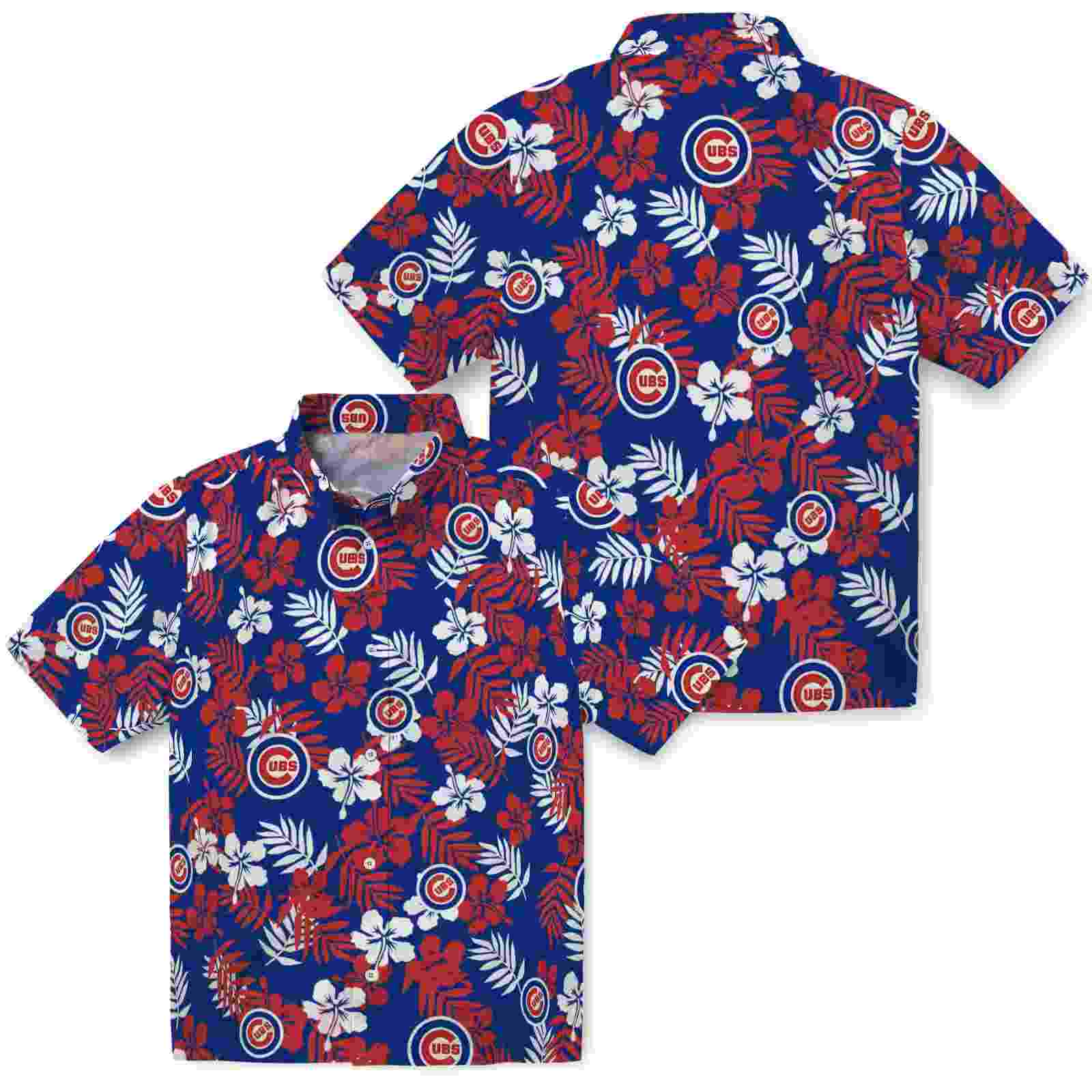 chicago cubs tropical floral blue hawaiian shirt high quality