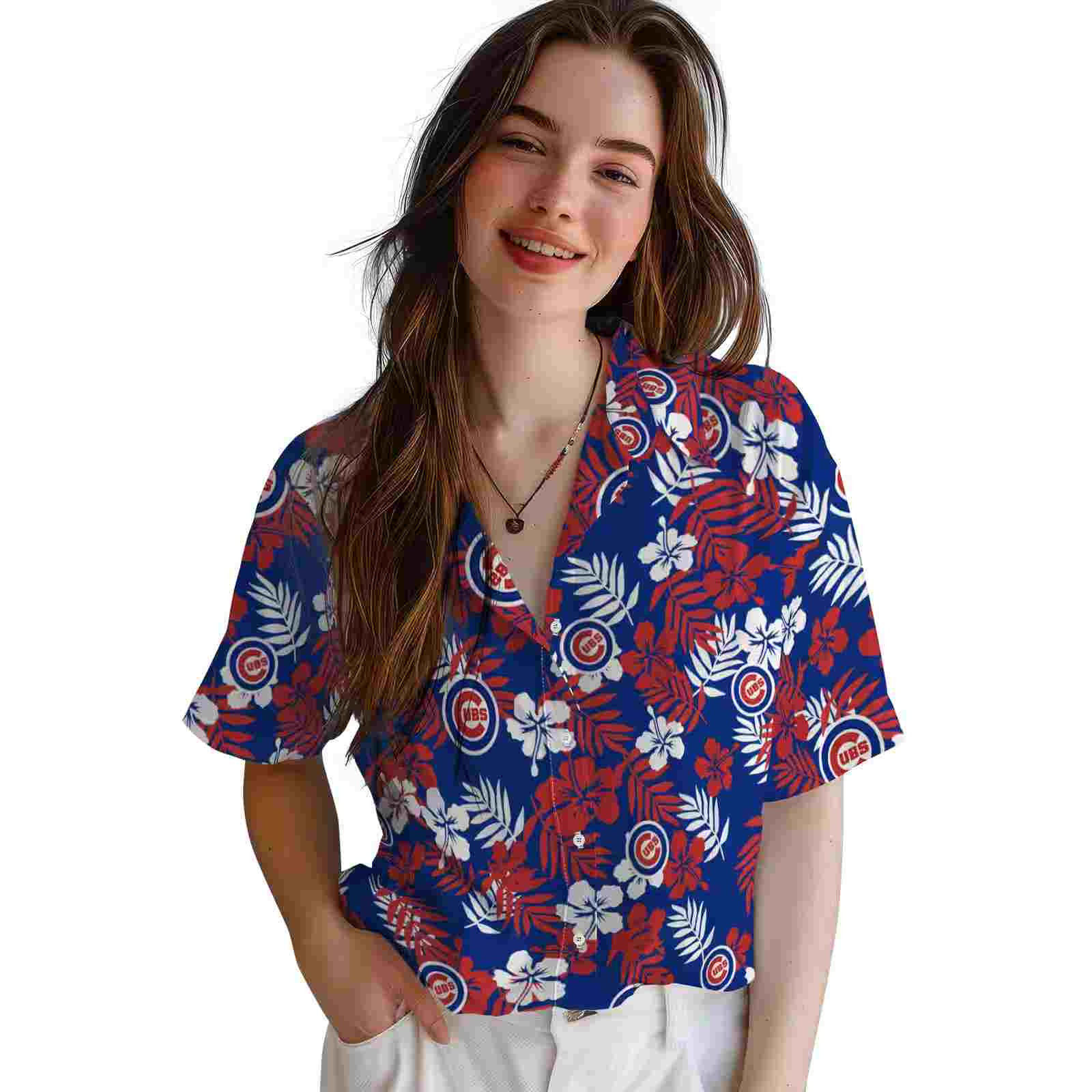 chicago cubs tropical floral blue hawaiian shirt latest model