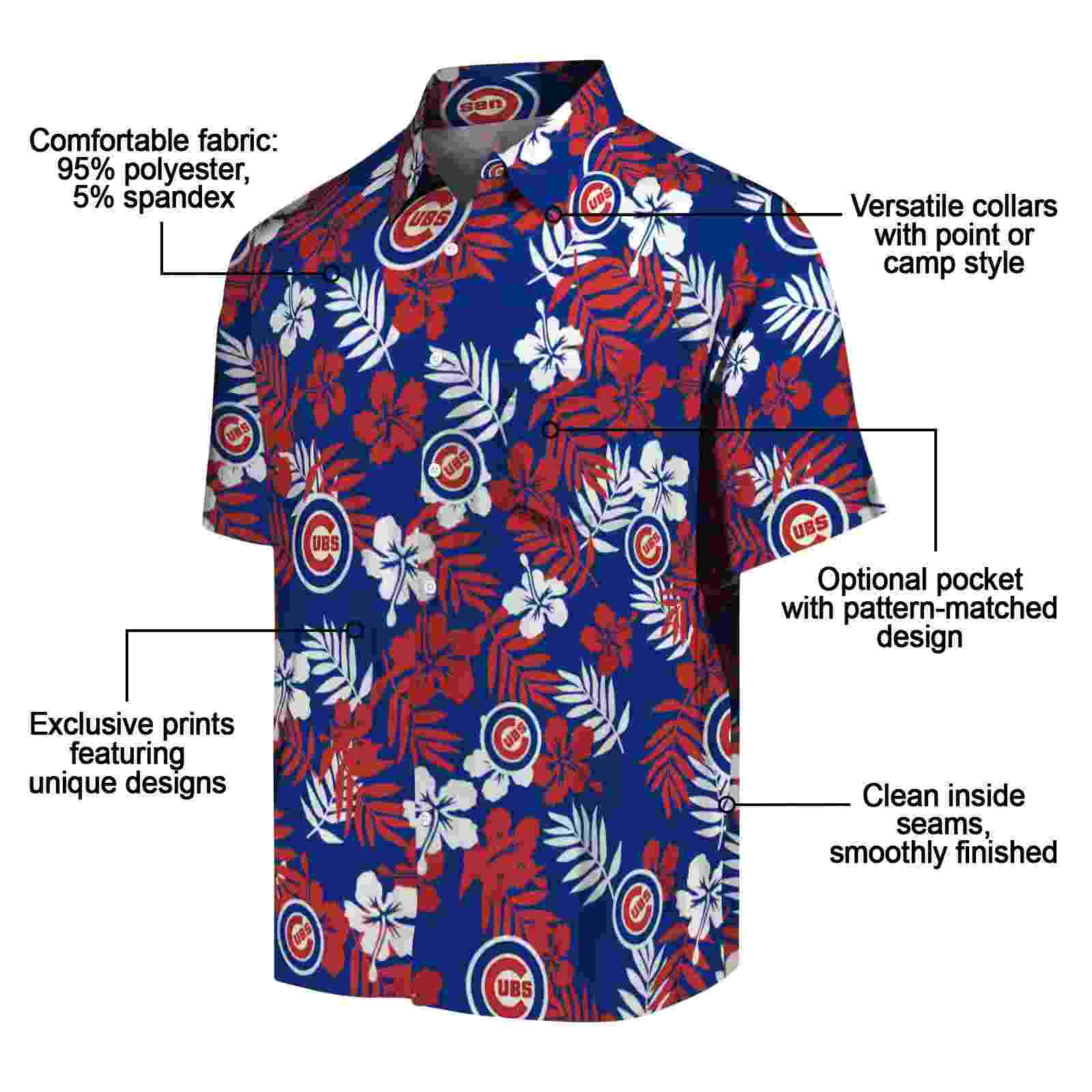 chicago cubs tropical floral blue hawaiian shirt new arrival