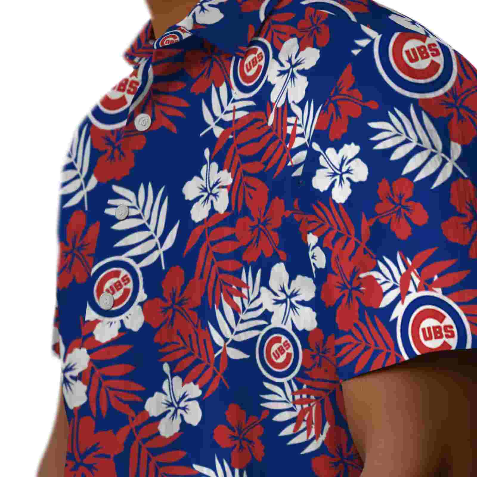 chicago cubs tropical floral blue hawaiian shirt trendy