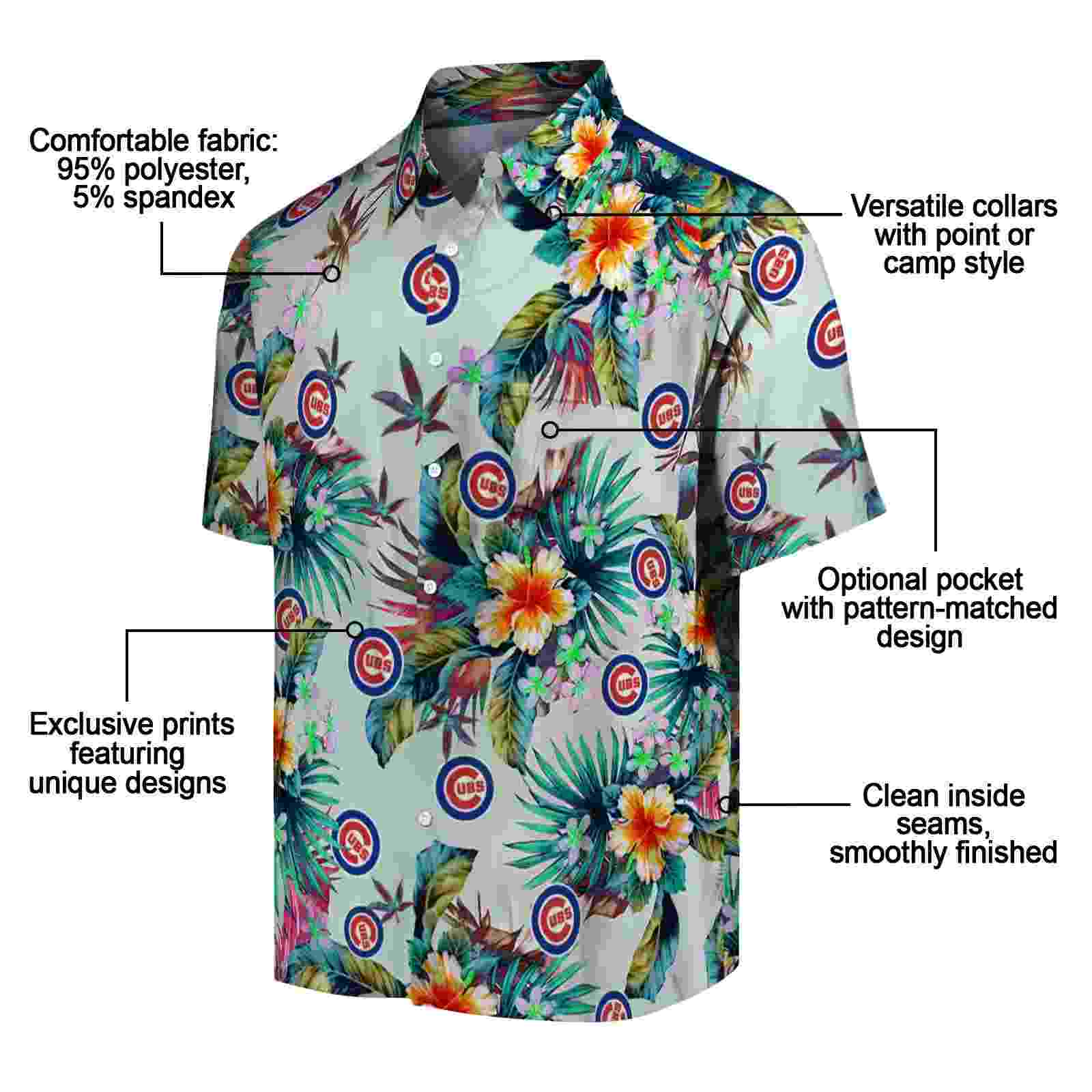 chicago cubs tropical foliage green hawaiian shirt new arrival